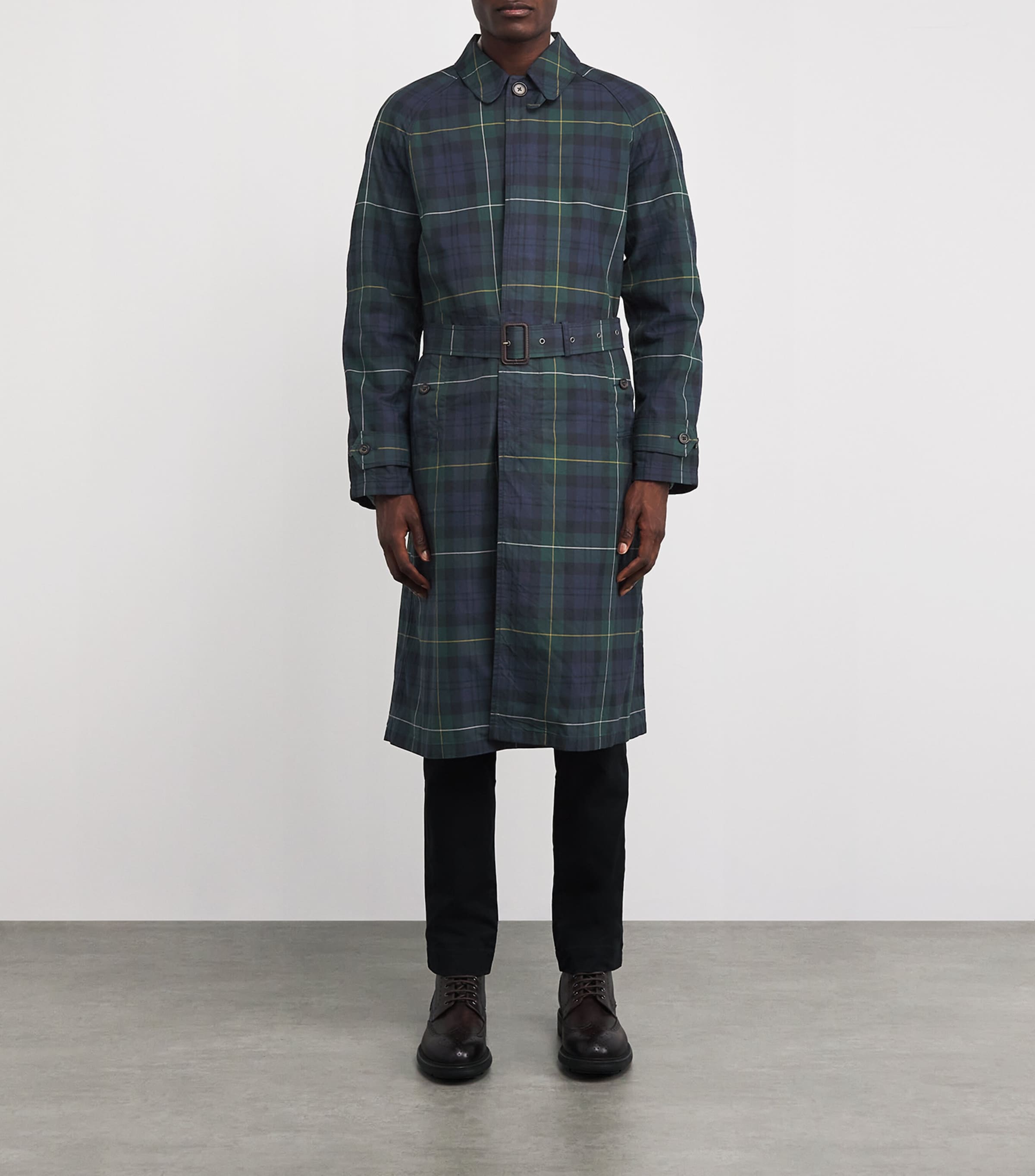 Waxed Cotton Tartan Overcoat BLUE Image 3