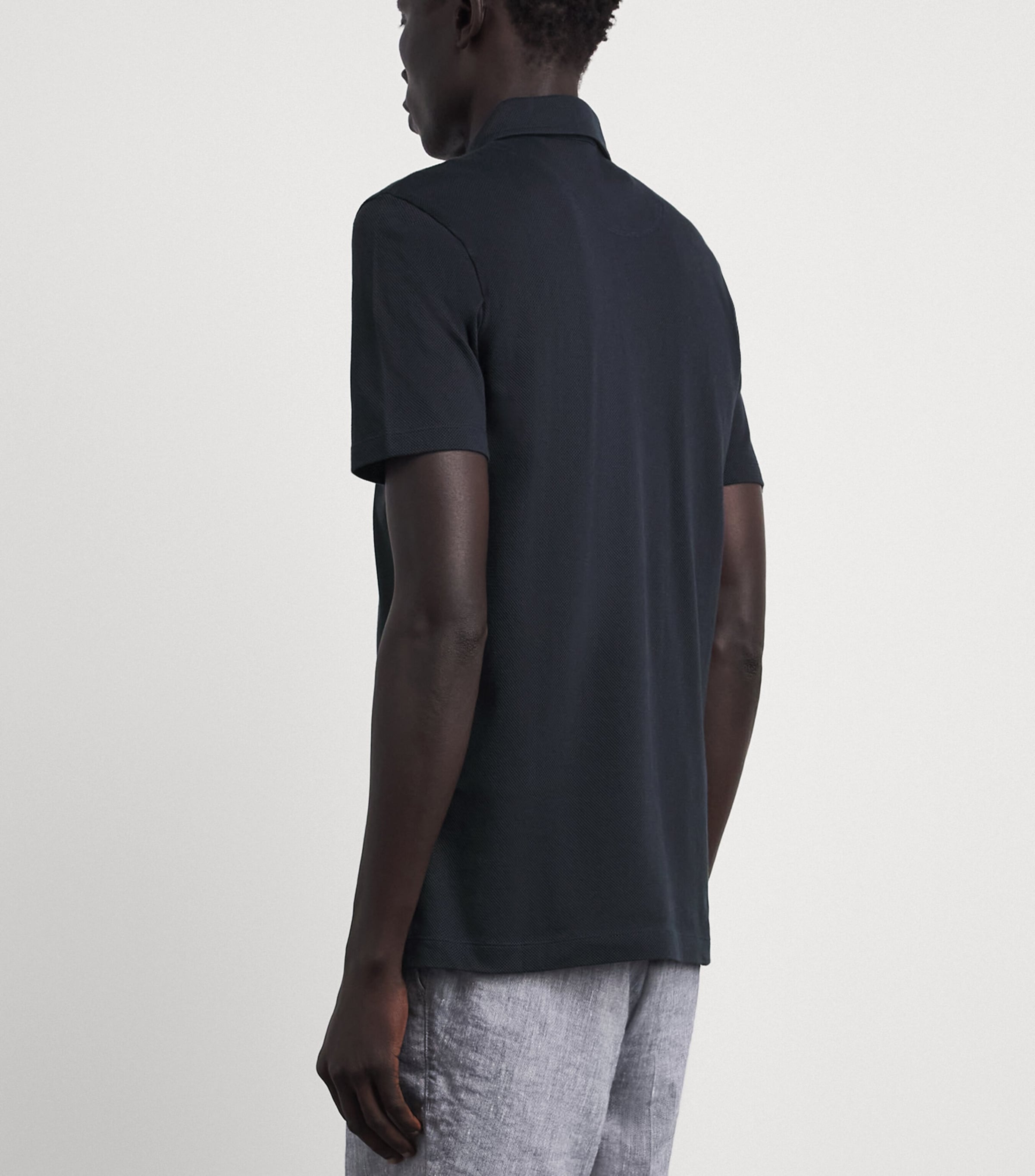 Sunspel Mens Sea Island Cotton Riviera Polo Shirt Buvn Midnight N Image 5