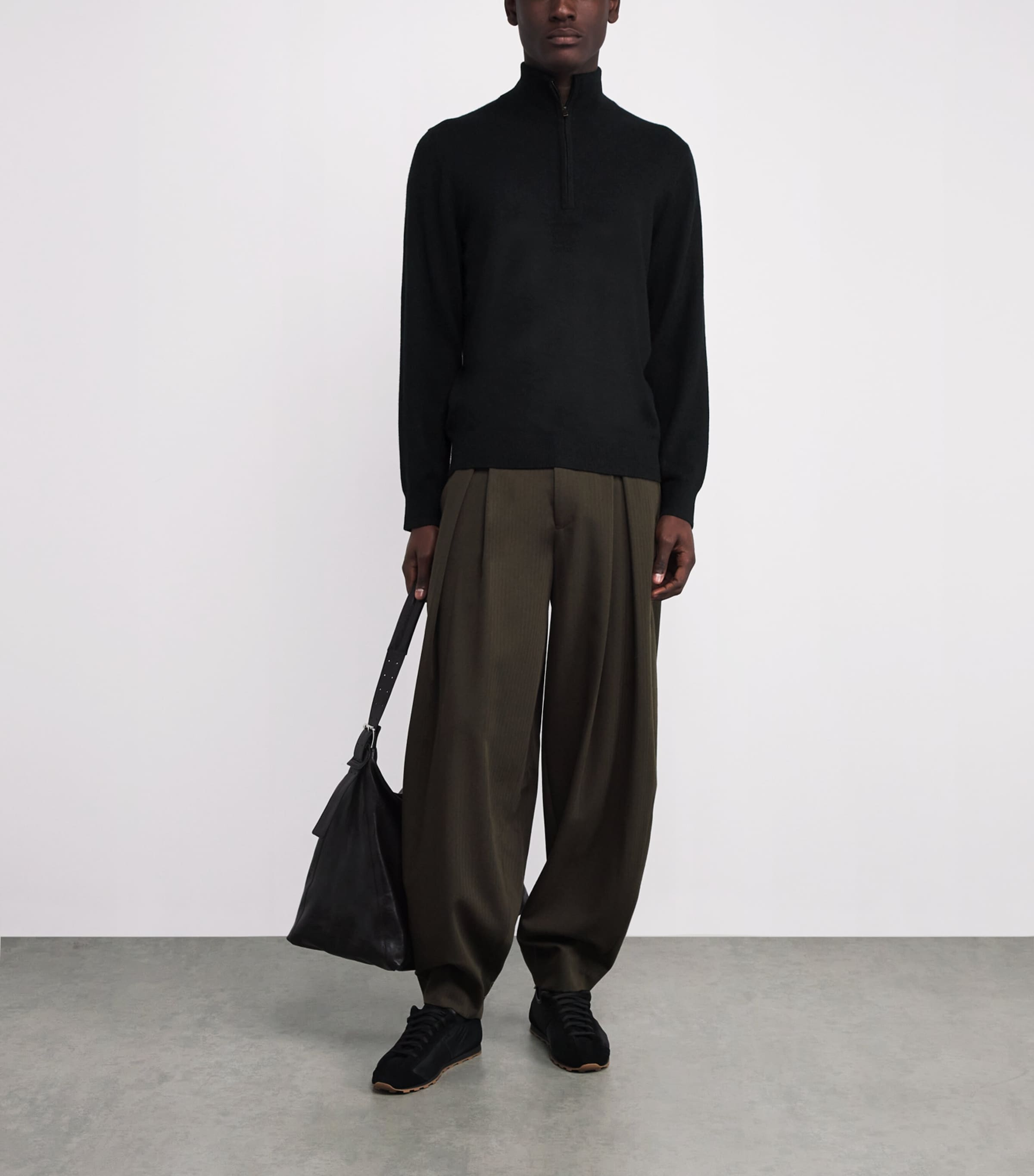 Cashmere Quarter-Zip Sweater 001BLK BLACK Image 2