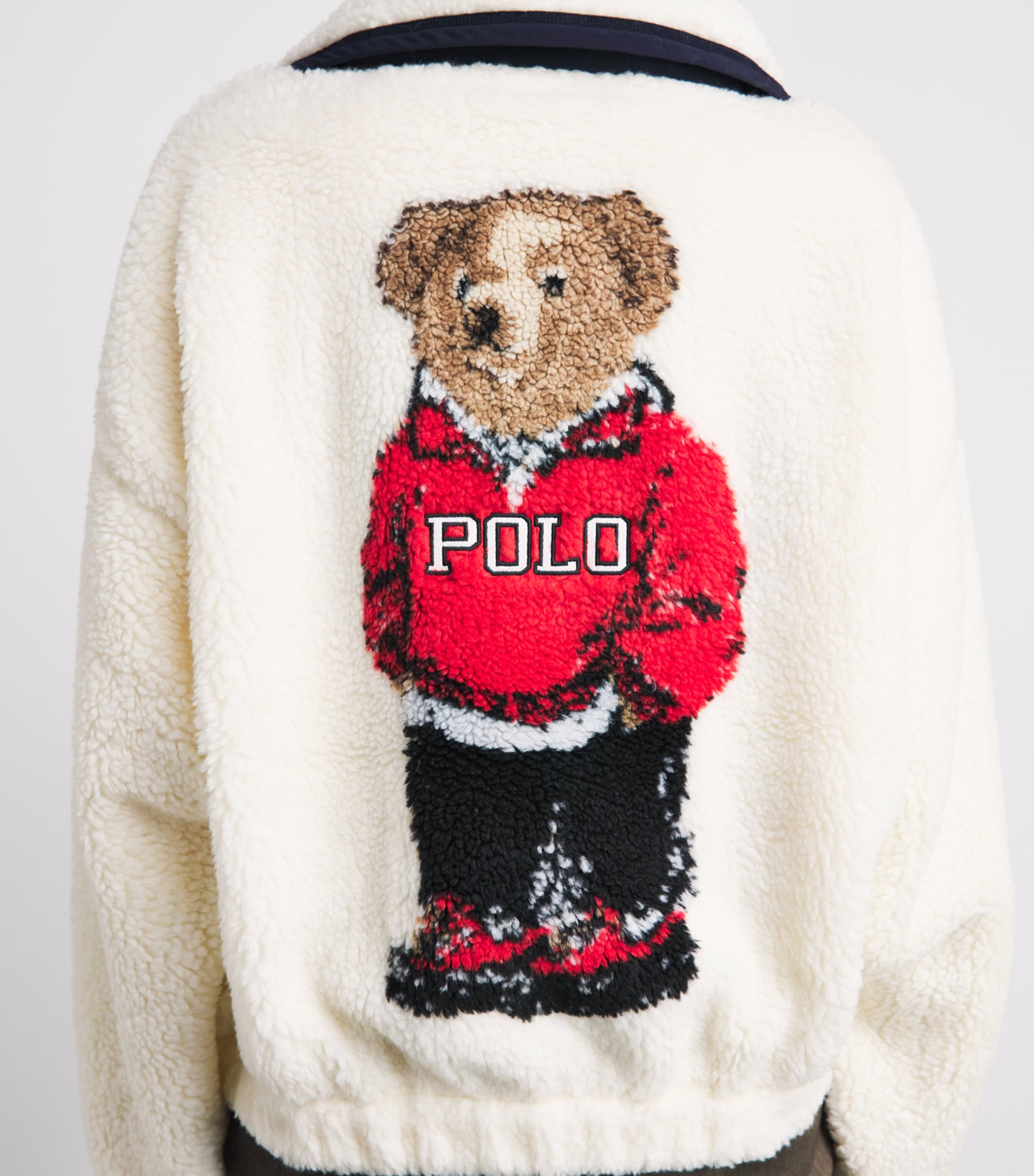 Polo Ralph Lauren Womens Fleece Polo Bear Sweater Clubhouse Cream Mlti Image 3