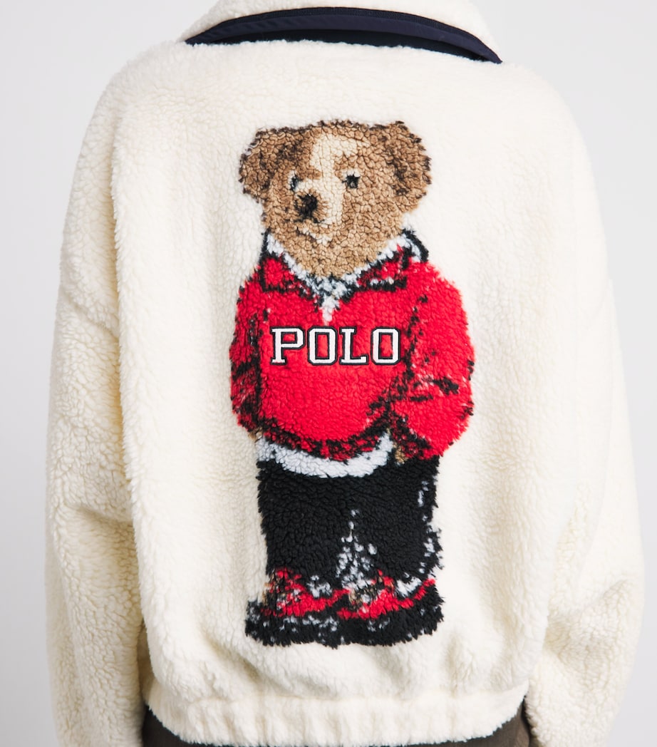 Polo Ralph Lauren Womens Fleece Polo Bear Sweater Clubhouse Cream Mlti Image 3
