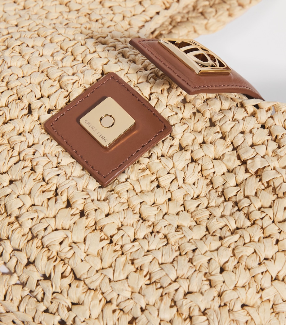 Raffia Monogram Lou Shoulder Bag TAN Image 6