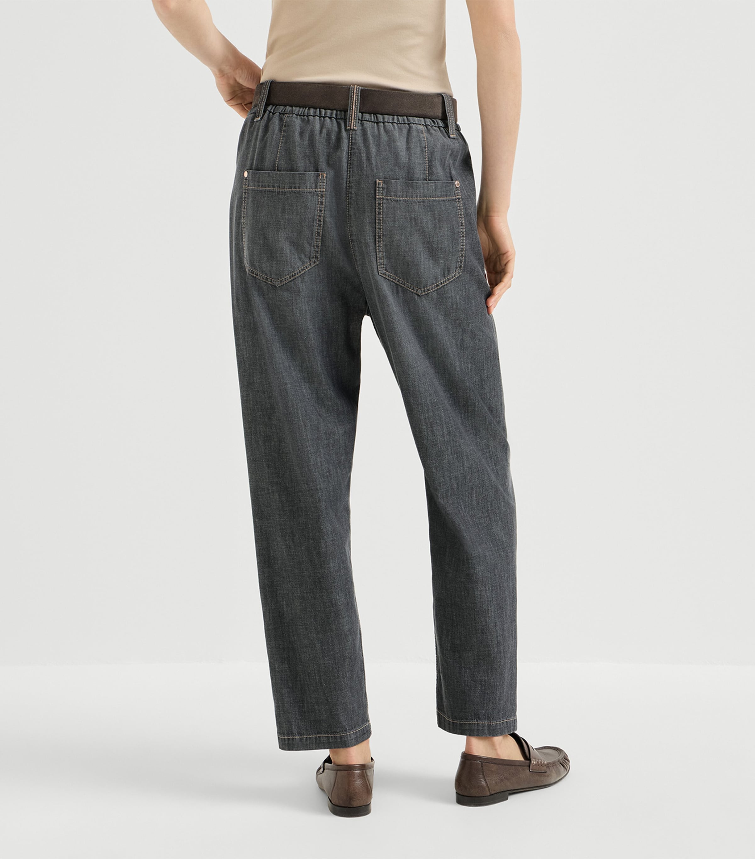 Brunello Cucinelli Womens Denim Tapered Trousers Image 5