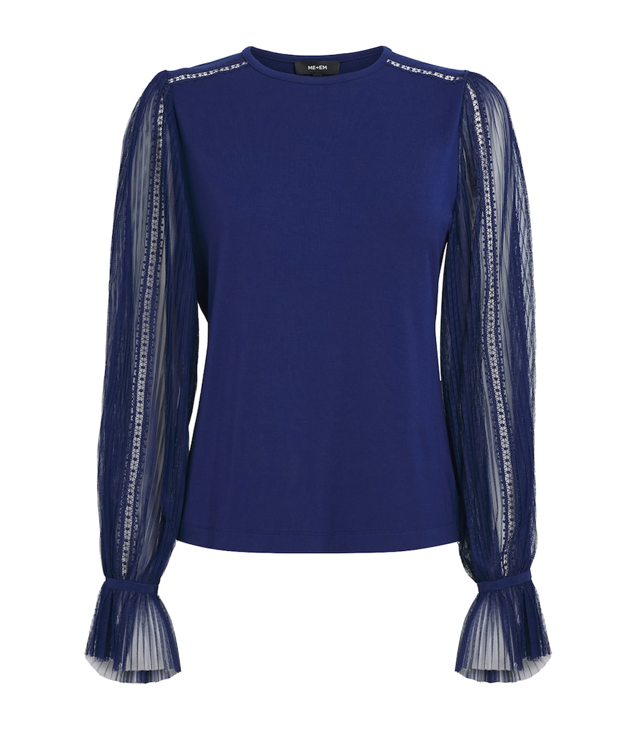 Tulle-Sleeve Layering Blouse BRIGHT EVENING BLUE Image 1