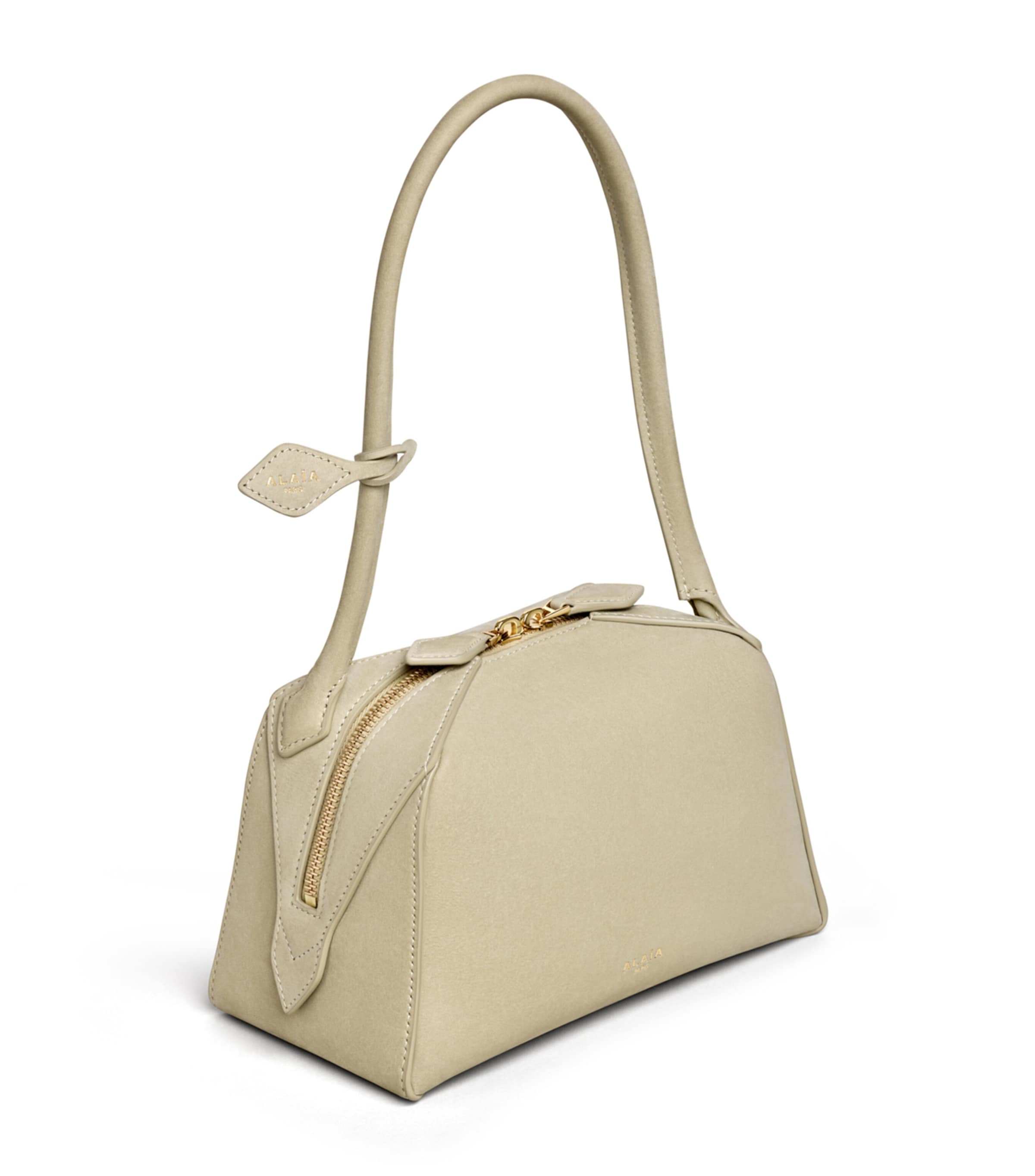 Alaïa Small Leather Le Bouledogue Shoulder Bag Almond Green Image 2