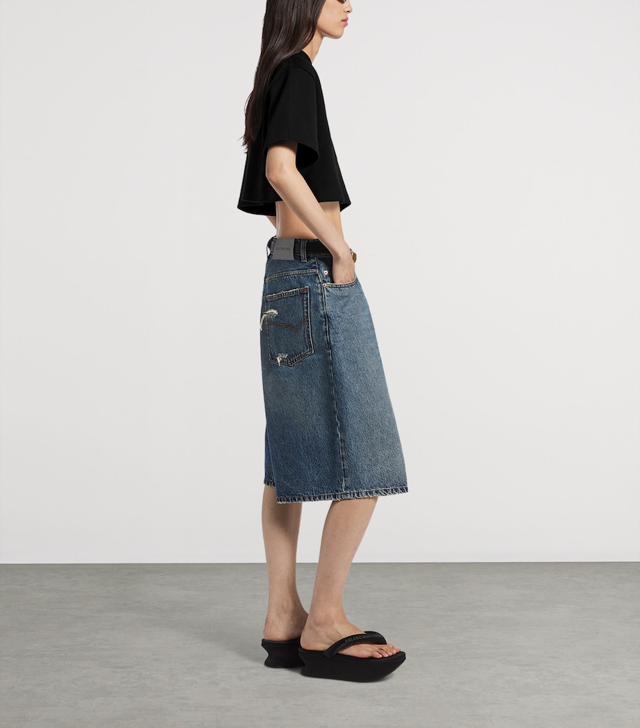 Balenciaga Womens Cotton-Blend Cropped T-Shirt Image 4