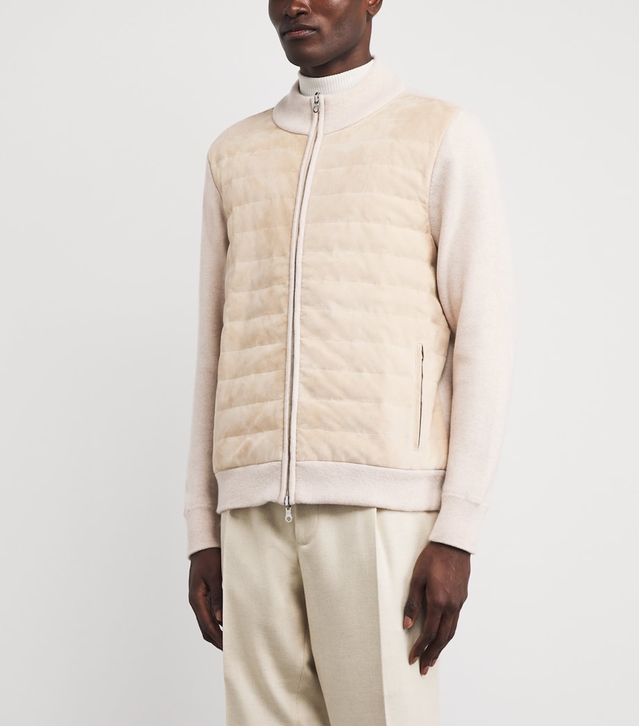 Suede-Trim Cashmere Davos Jacket ECR ECRU Image 3