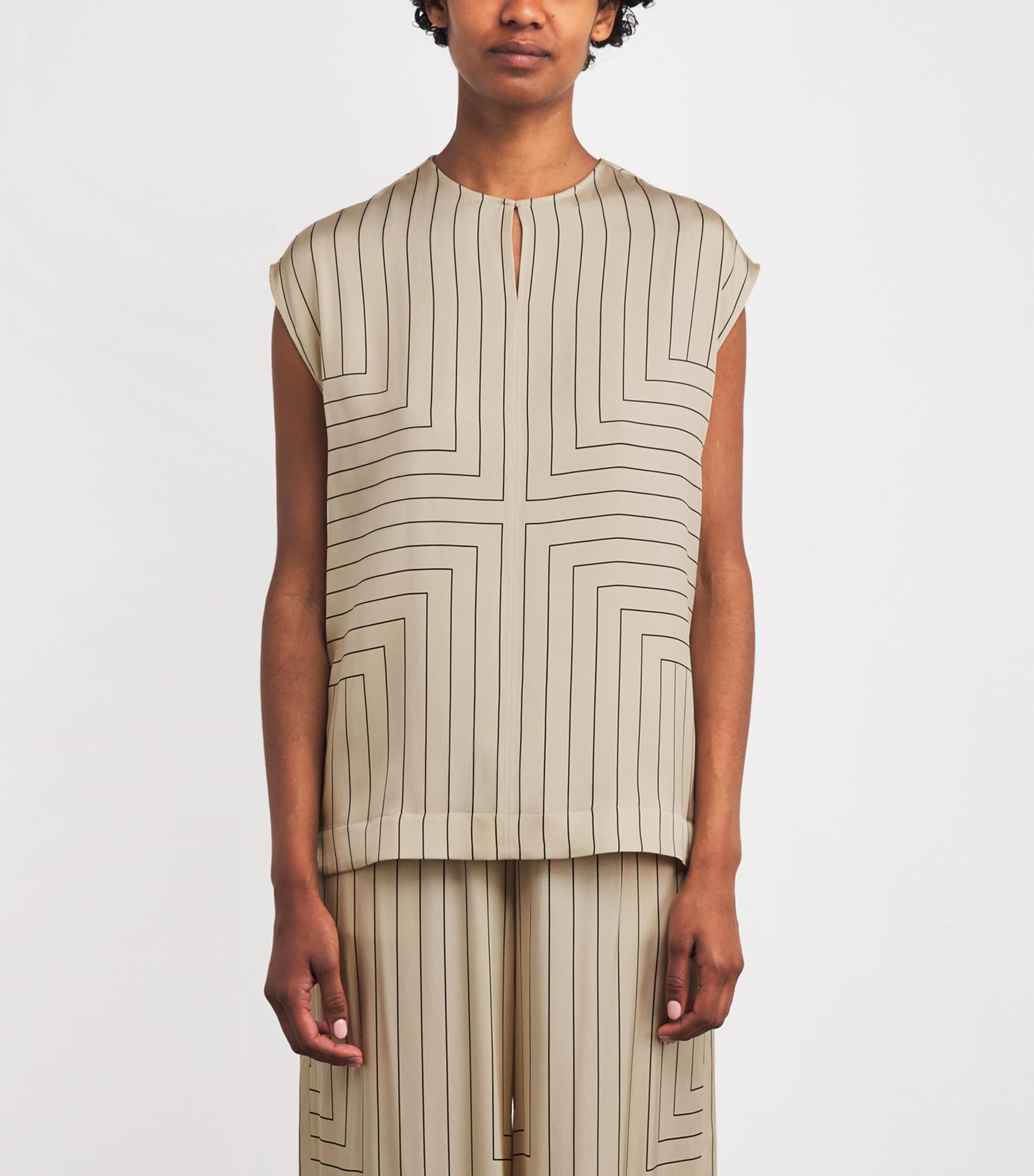 Geometric Print Louison Top AFFOGATO/BLACK Image 3