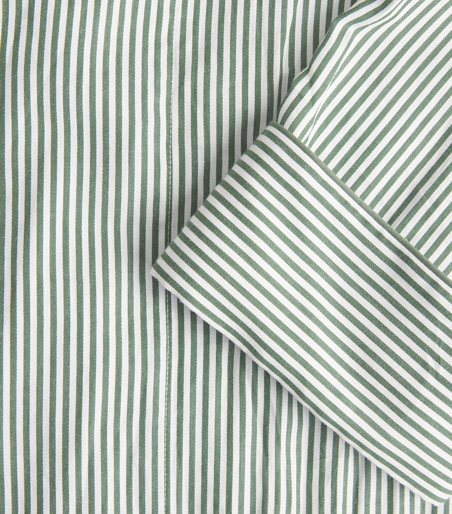 Harrods Mens Cotton Stripe Robe Green Image 5
