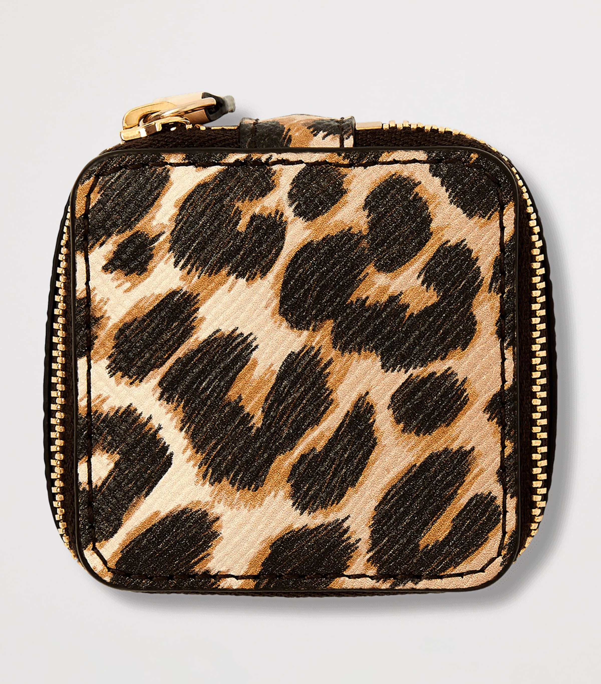 Smythson Panama Leather Leopard Print Trinket Case Sand Image 3