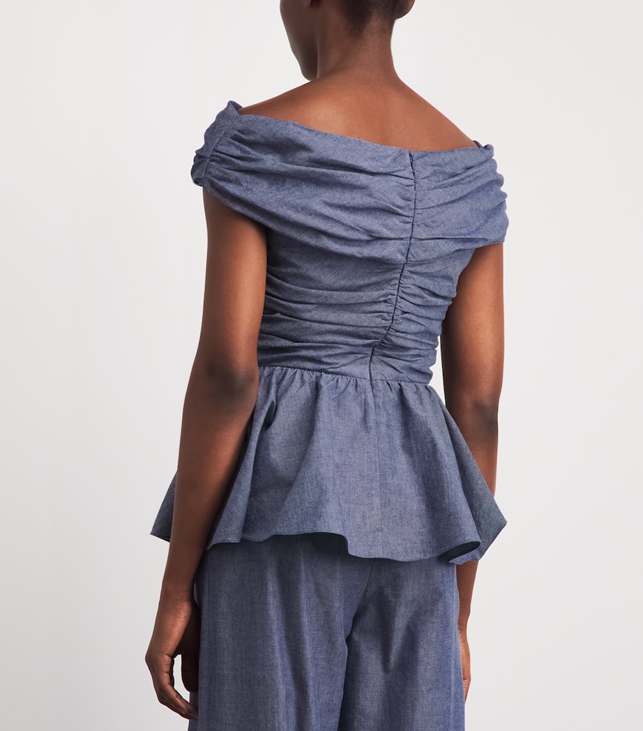 Safiyaa Womens Chambray Melanie Blouse Blue Blend Image 5