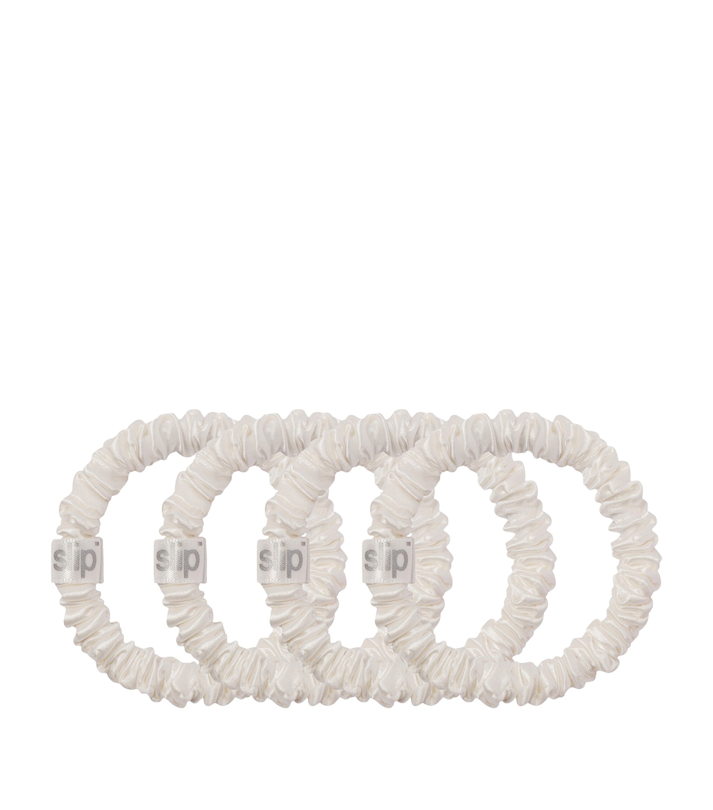 Mulberry Silk Skinny Scrunchies (Set of 4) WHITE Image 2