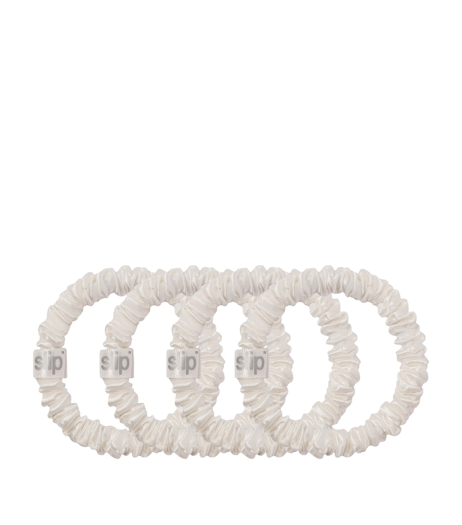 Mulberry Silk Skinny Scrunchies (Set of 4) WHITE Image 2