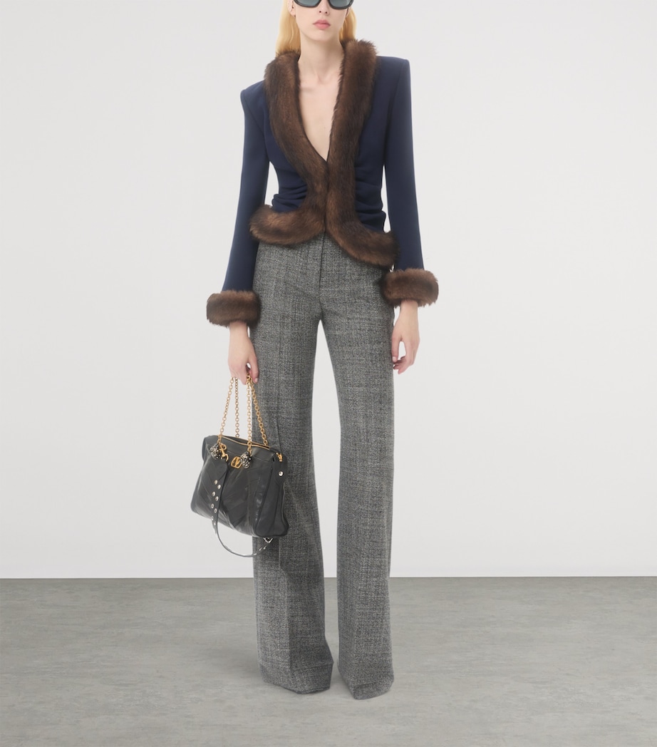 Faux Fur-Trim Blazer D51 Image 4