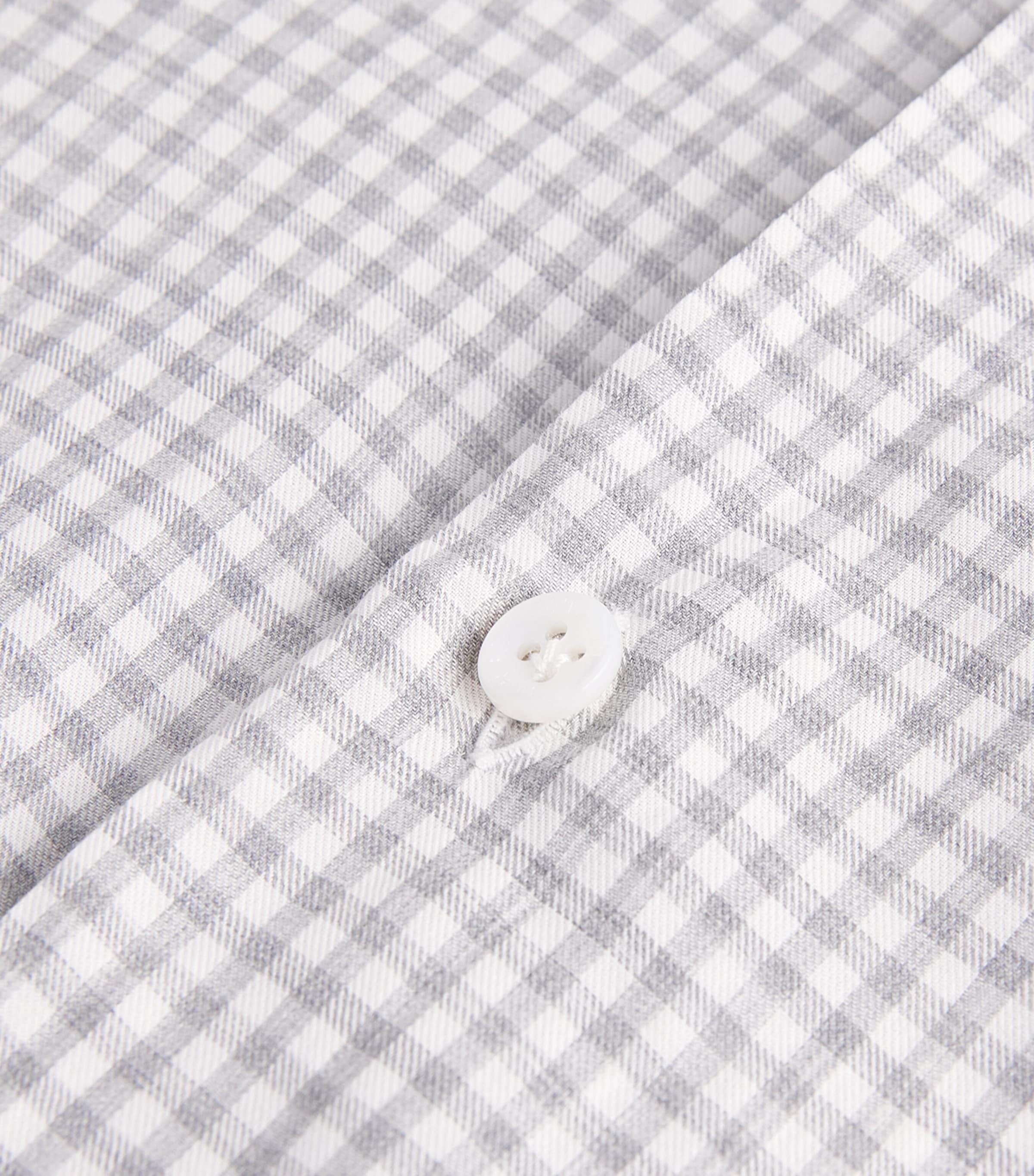 Barba Napoli Mens Cotton Washed Check Shirt Grey Image 6
