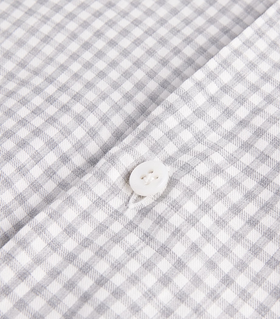 Barba Napoli Mens Cotton Washed Check Shirt Grey Image 6