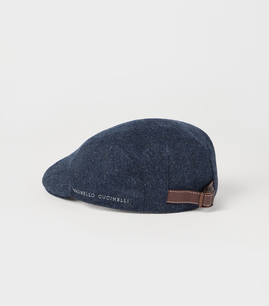 Virgin Wool Embroidered Flat Cap CPM26 Image 2