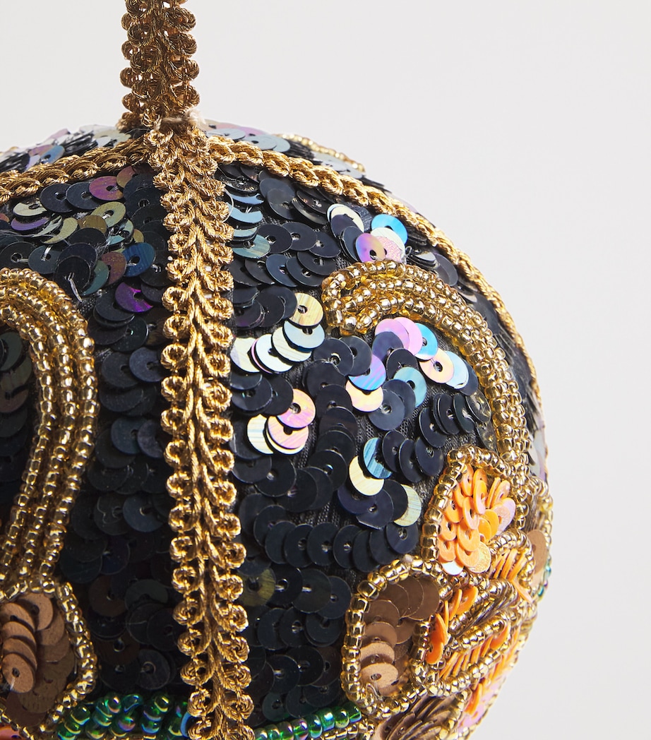 Sequinned Flower Bauble BLACK Image 2