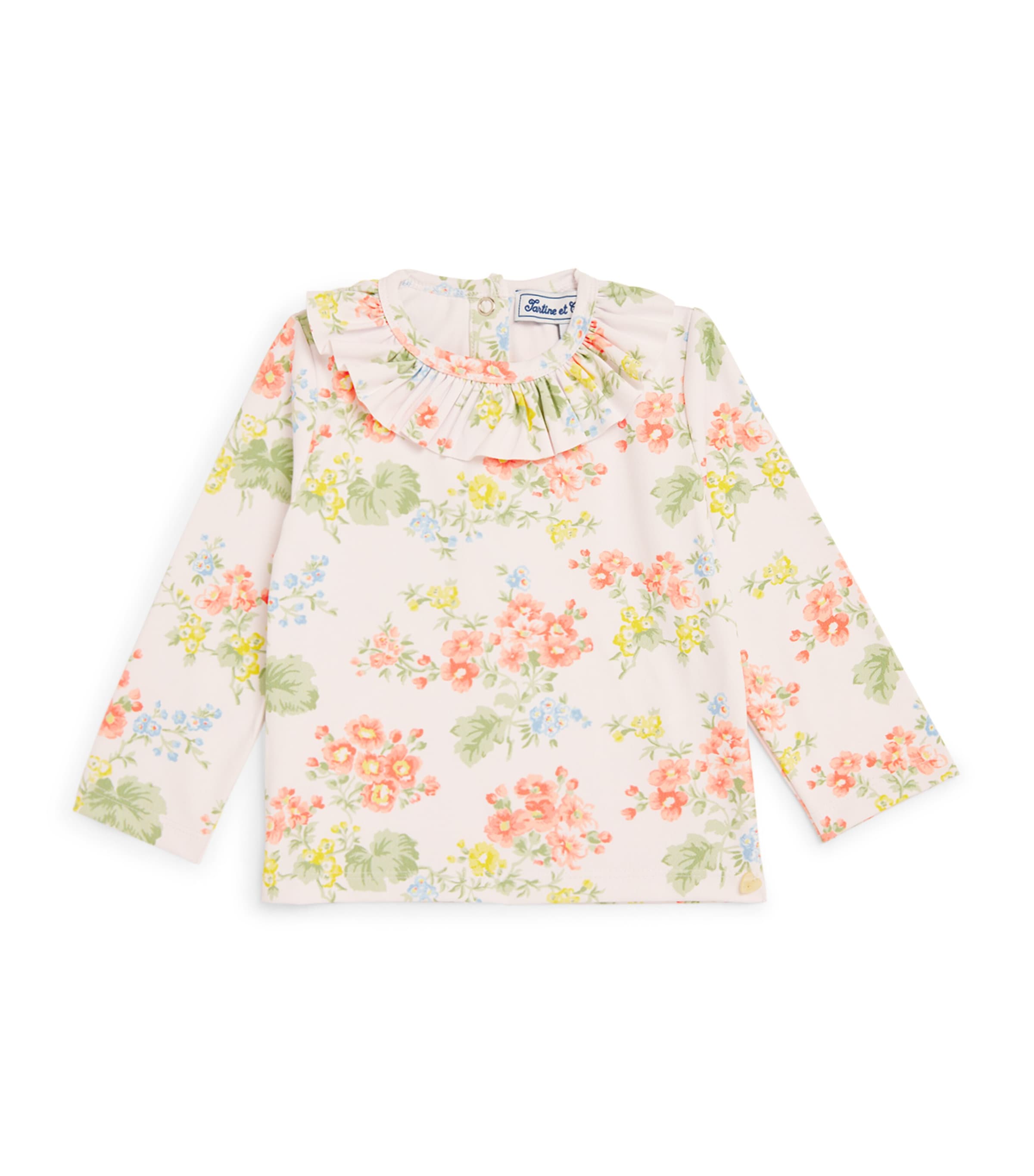 Tartine Et Chocolat Floral Ruffle Swim Top In Ivory