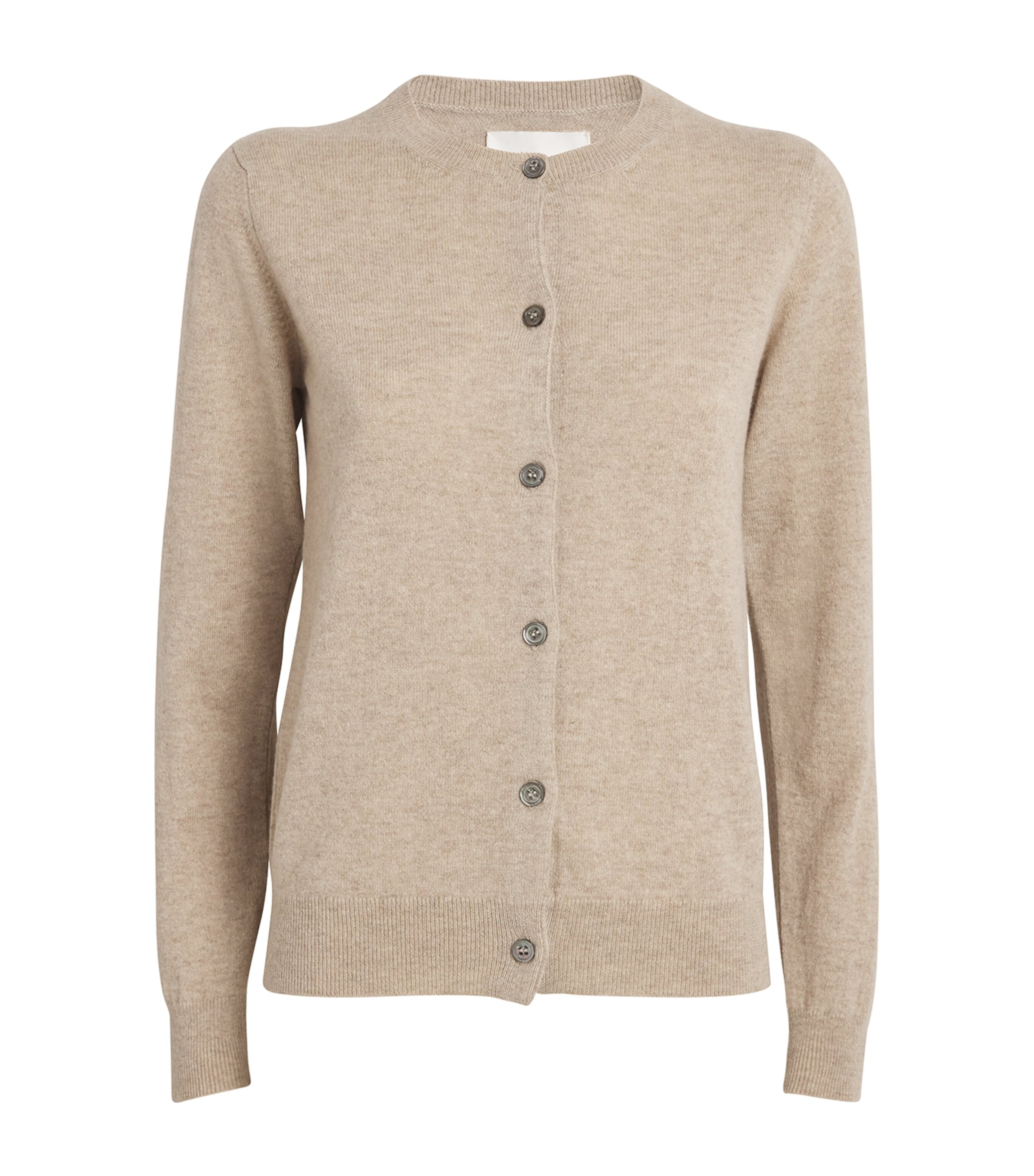 Harrods Cashmere Crew-Neck Cardigan Dark Medium Dyed