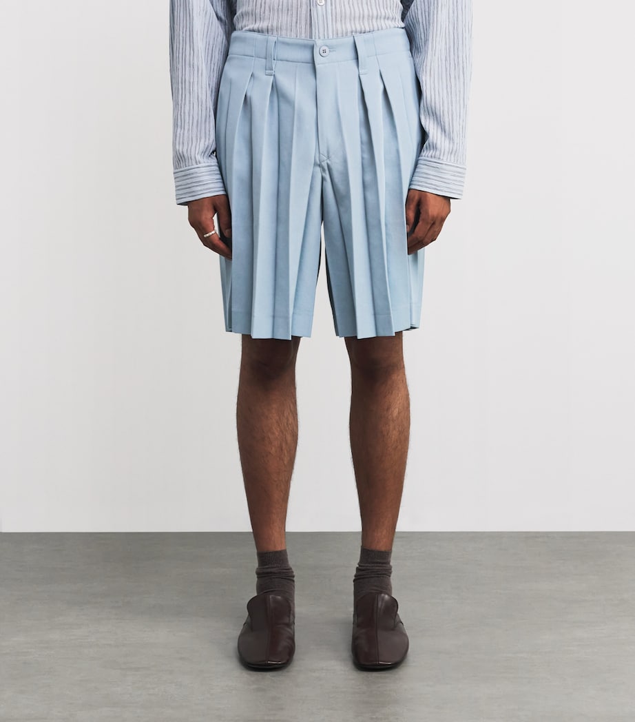 Pleated Edge Ensemble Shorts 72-BLUE Image 3