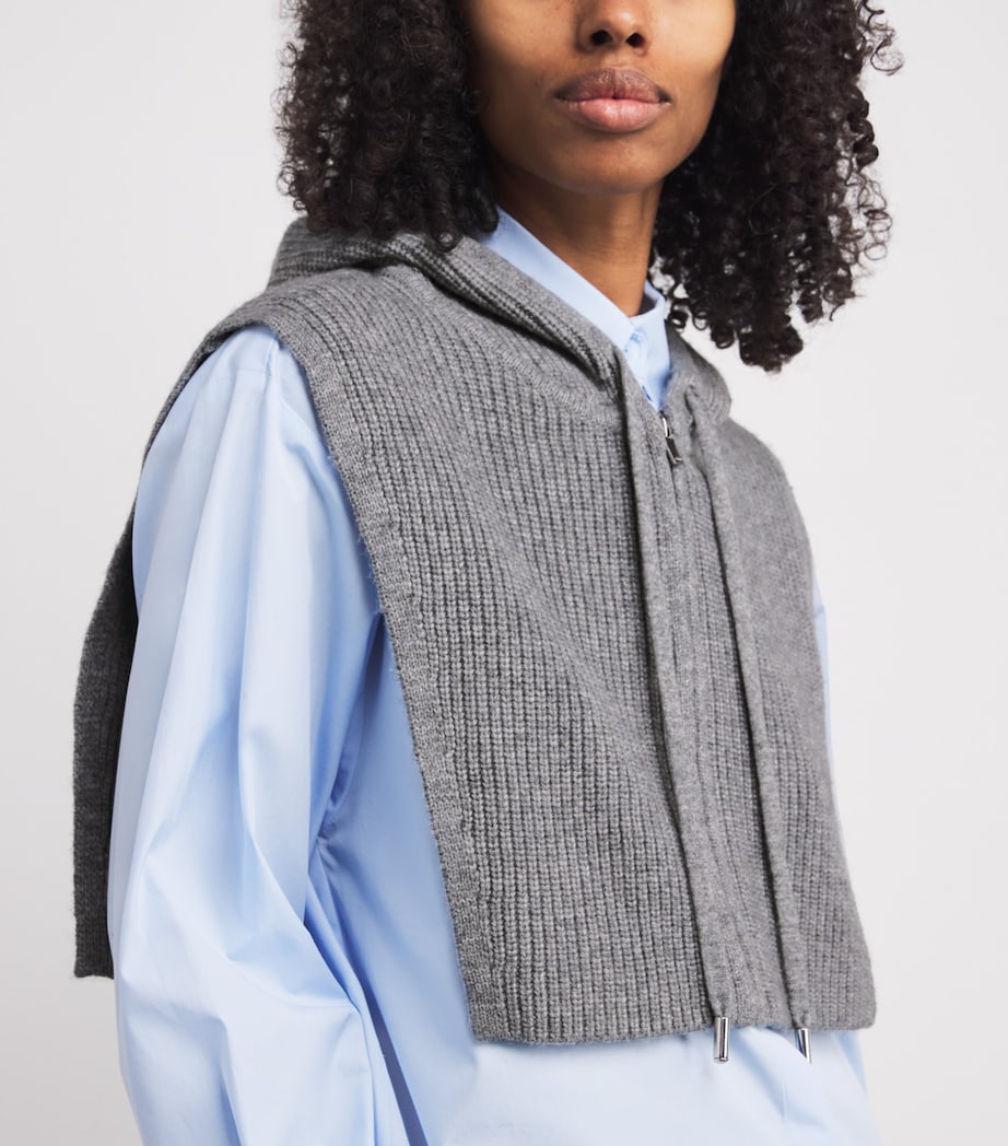 Wool-Cashmere Hooded Collar GREY Image 5