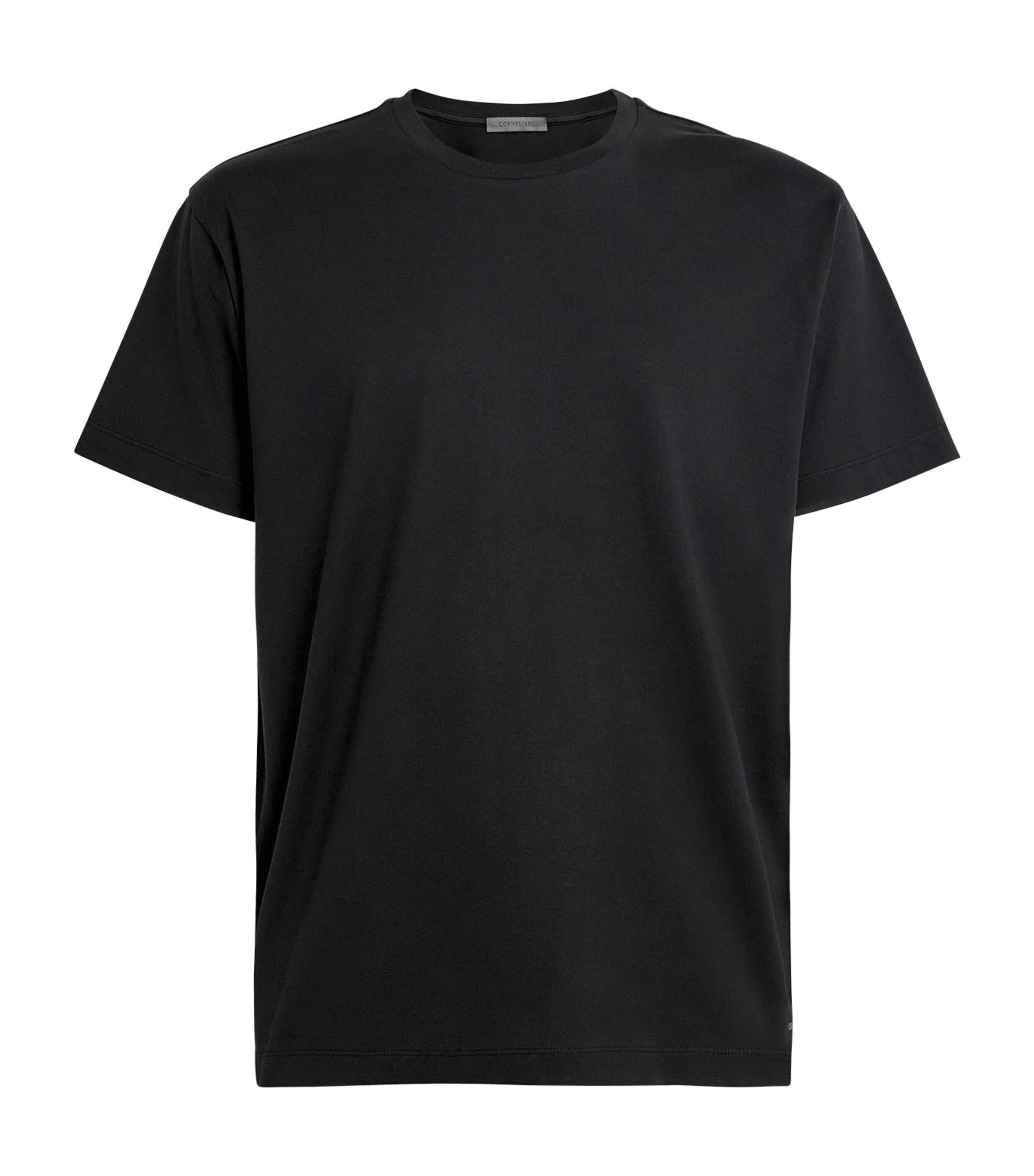 Corneliani Mens Cotton Short-Sleeve T-Shirt Black Image 1