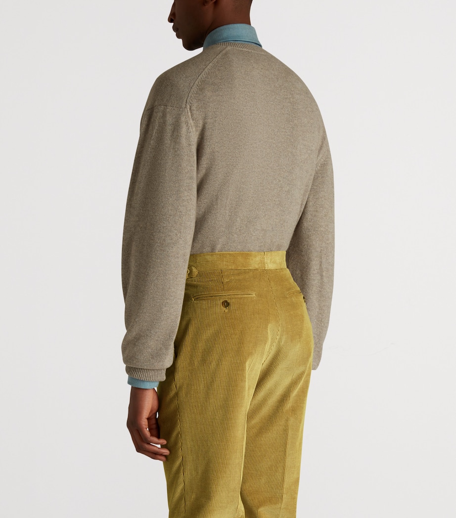 Cashmere Heritage V-Neck Sweater 087ARGYLL FOG Image 4