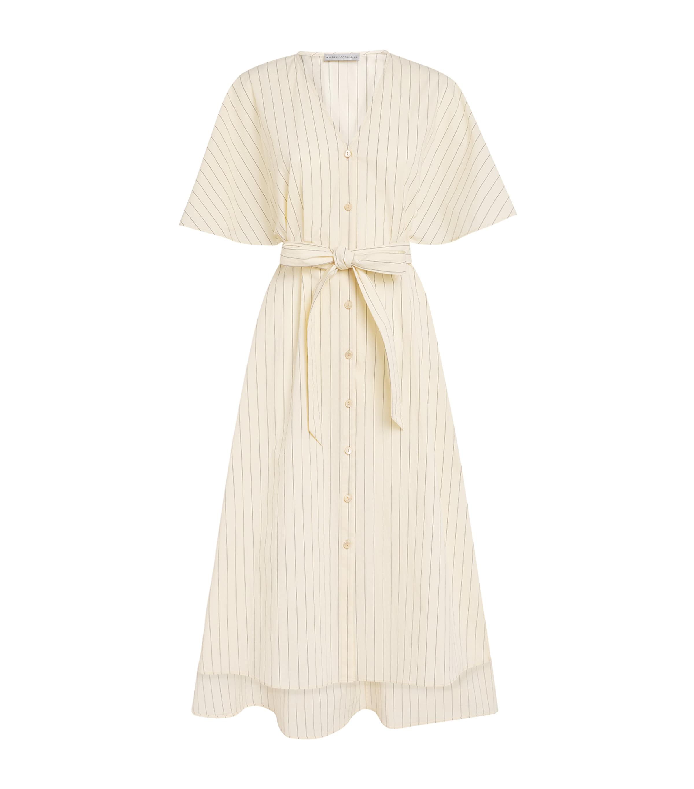 Palmer//Harding Stretch-Cotton Stripe Sway Midi Dress Cream Cttn Pinstripe