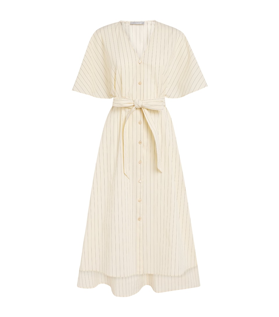 Palmer//Harding Stretch-Cotton Stripe Sway Midi Dress Cream Cttn Pinstripe