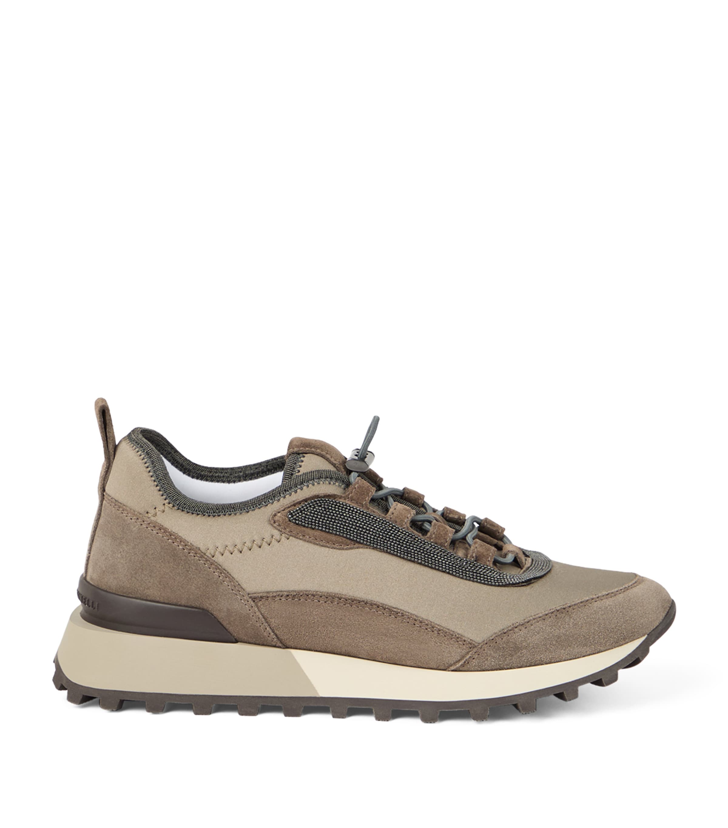 Brunello Cucinelli Techno-suede Runner Sneakers In Brown