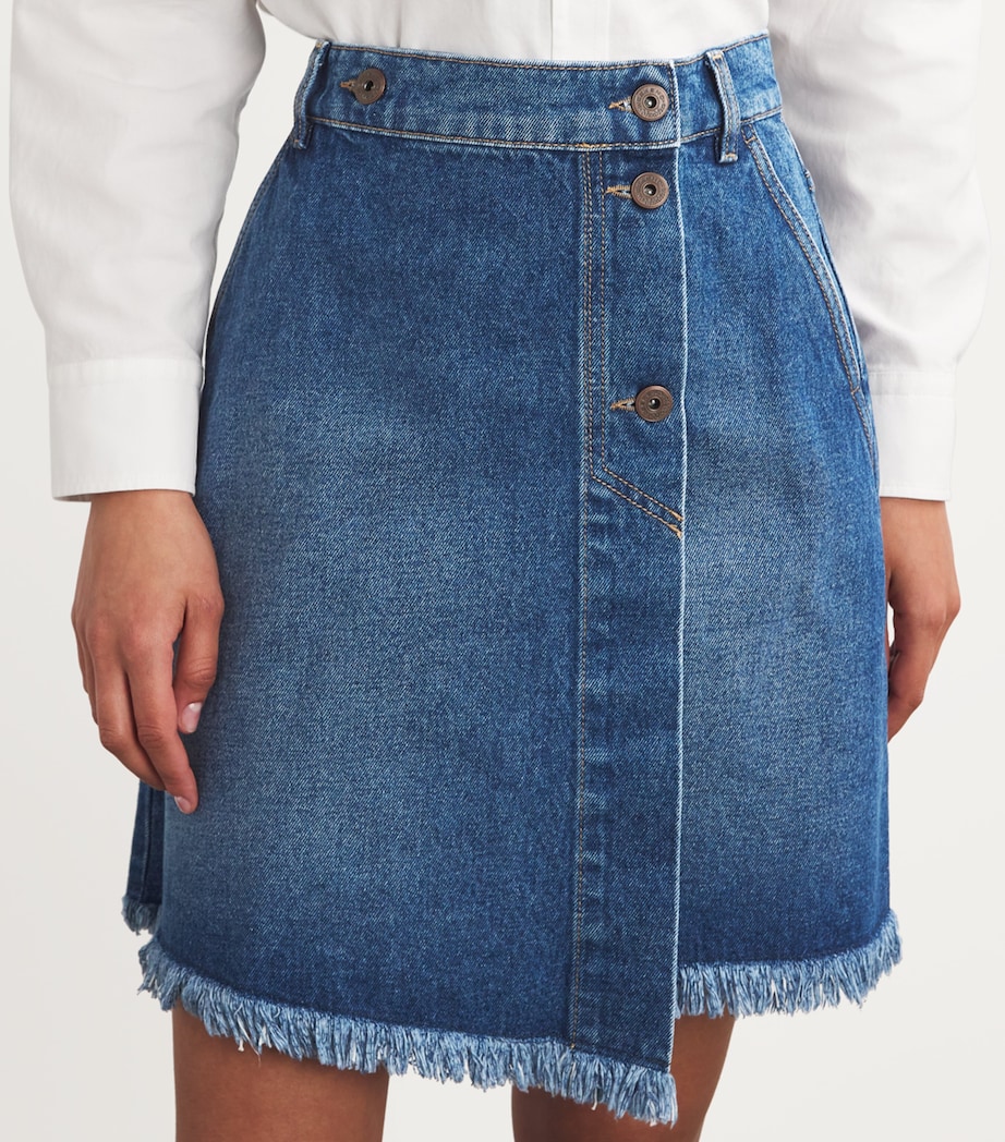 Denim Skirt Navy Wrap Mini Skirt Ruffle Wrap Tie Waist Denim Skirt