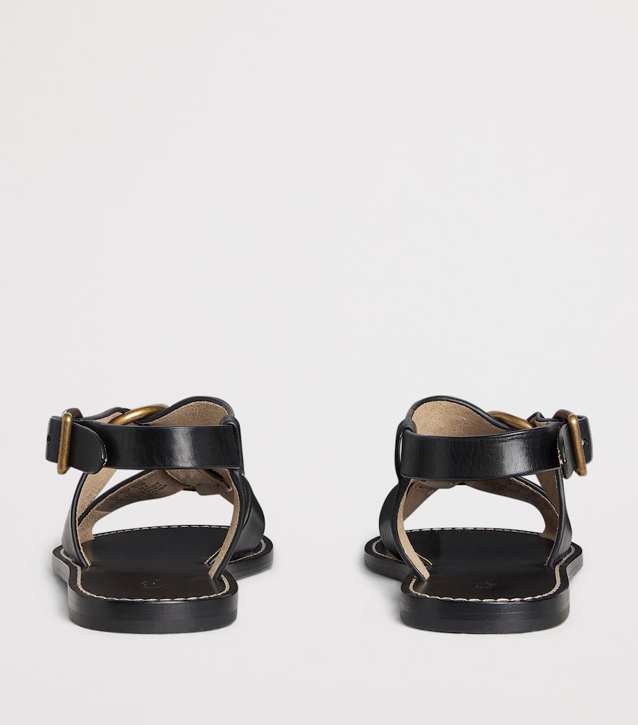 Leather Double O-Ring Sandals BLACK Image 3