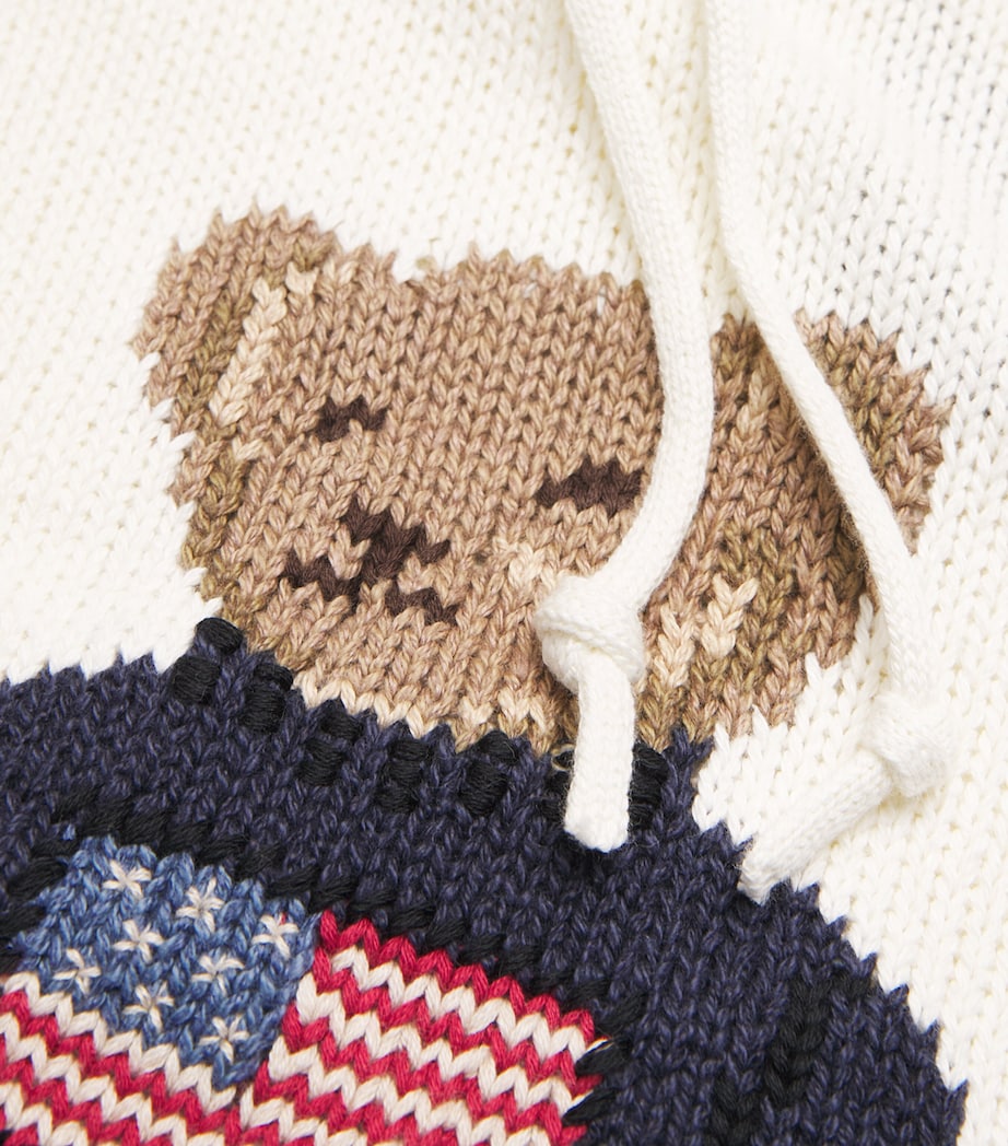 Polo Ralph Lauren Womens Polo Bear Knit Hoodie Parchment Cream Image 6