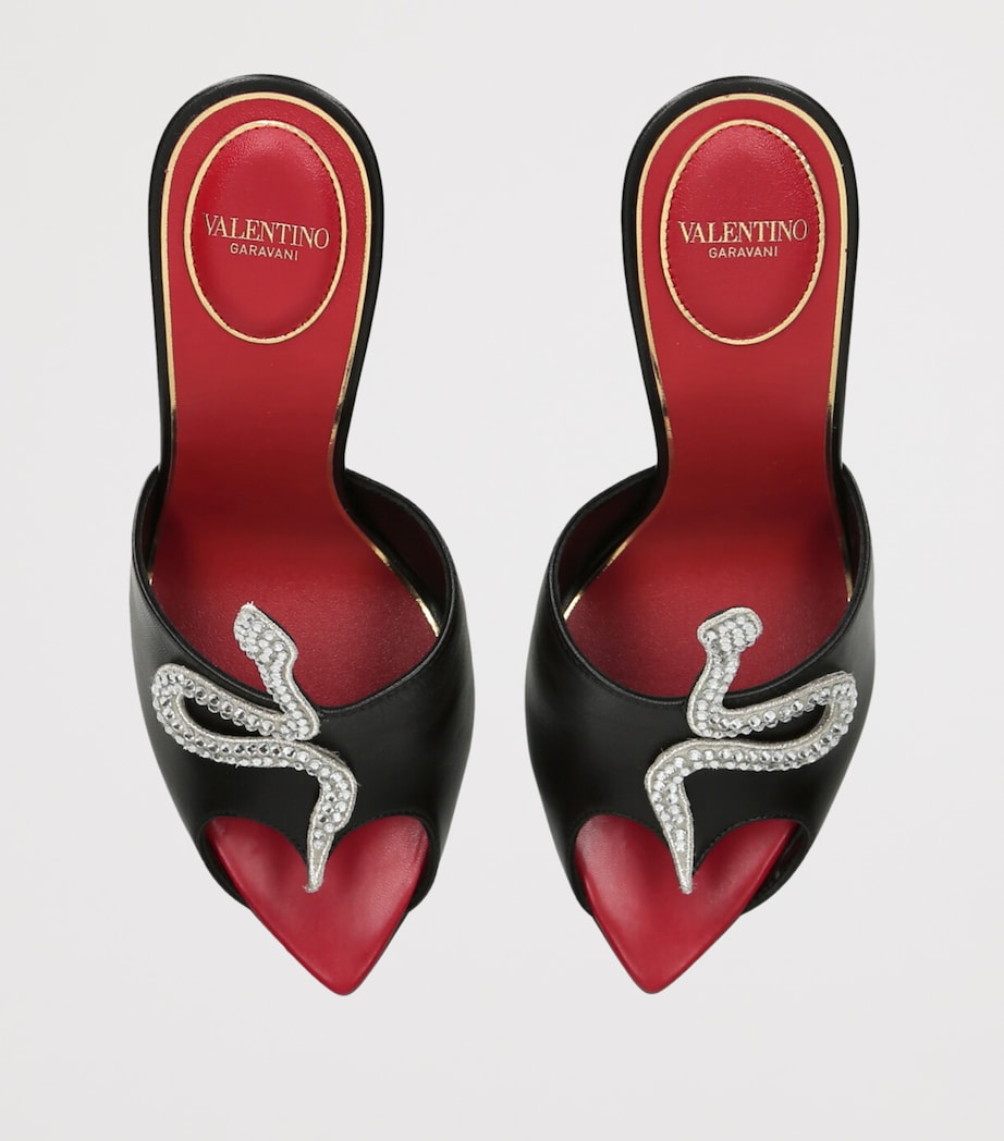 Valentino Garavani Leather Vipere Coeur Heeled Mules 105 Blk/other Image 4