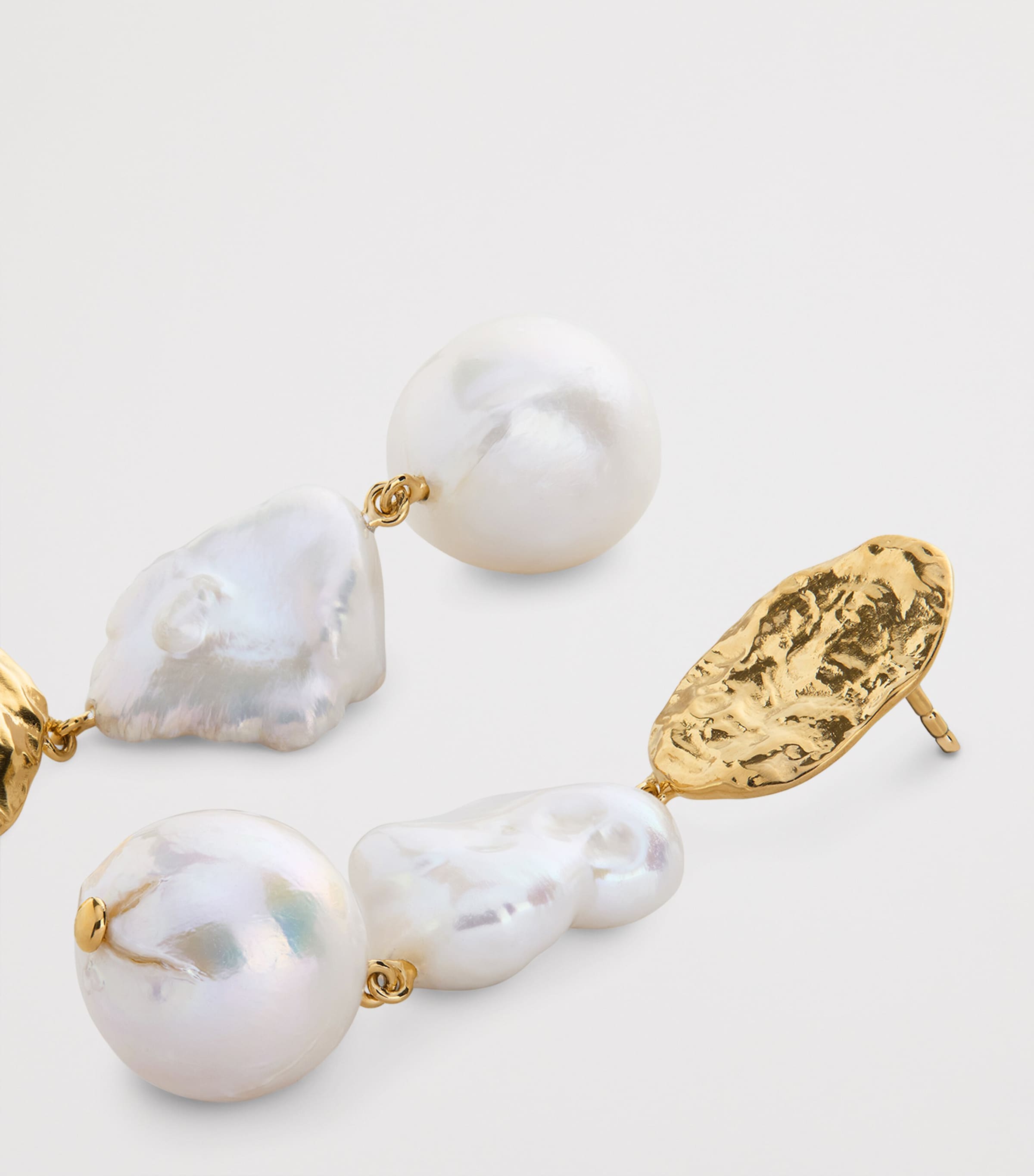 Gold Vermeil and Pearl Capri Disc Earrings 18K GOLD VERMEIL Image 2