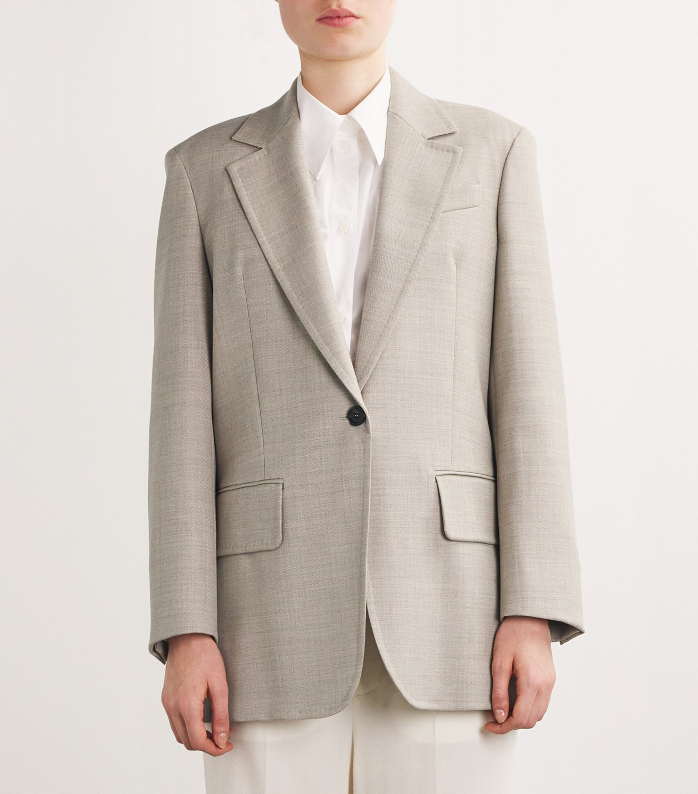 Wool Single-Breasted Blazer BEIGE Image 3