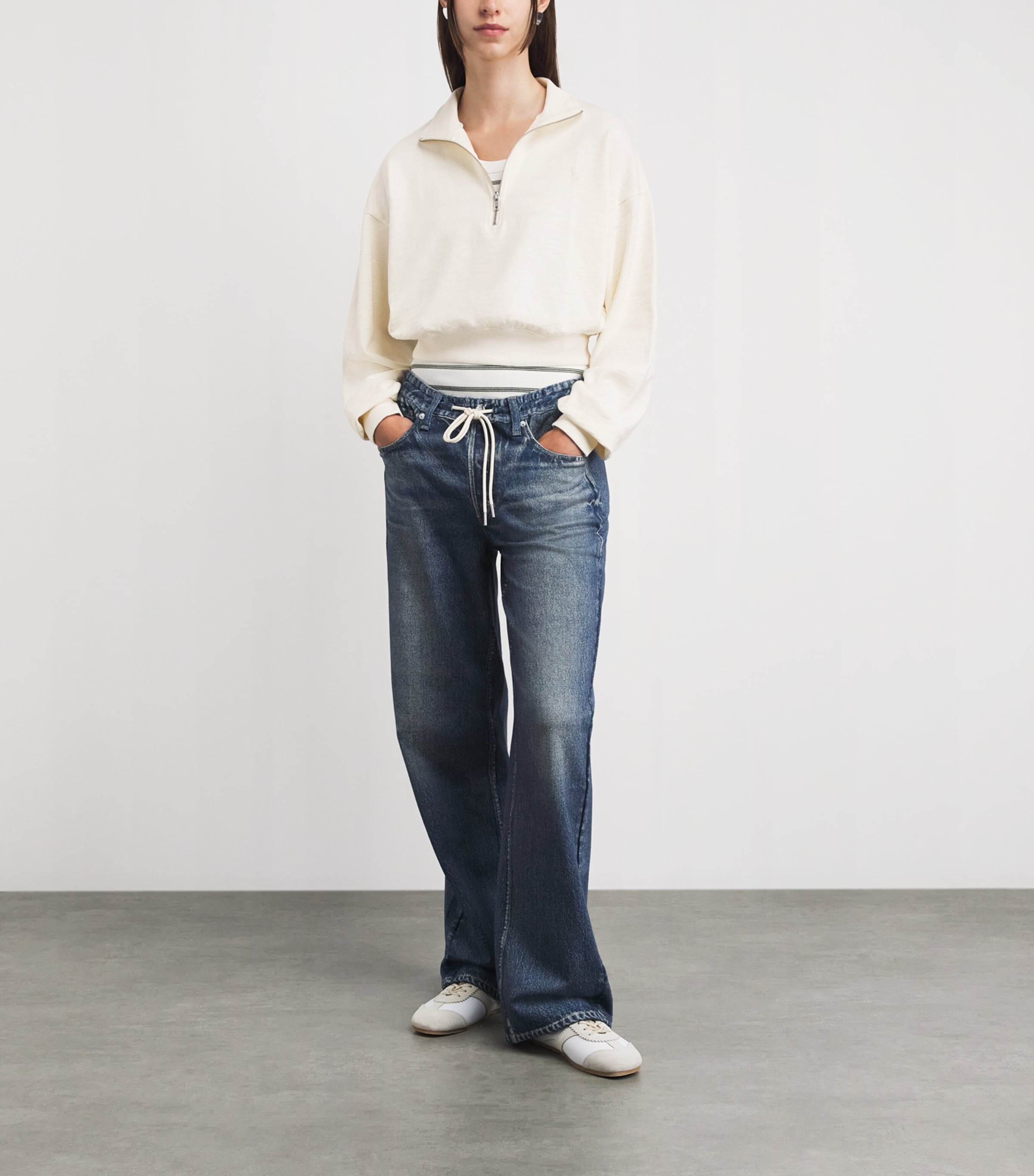ÉTERNE Womens French Terry Cropped Sweatshirt Bone Image 2