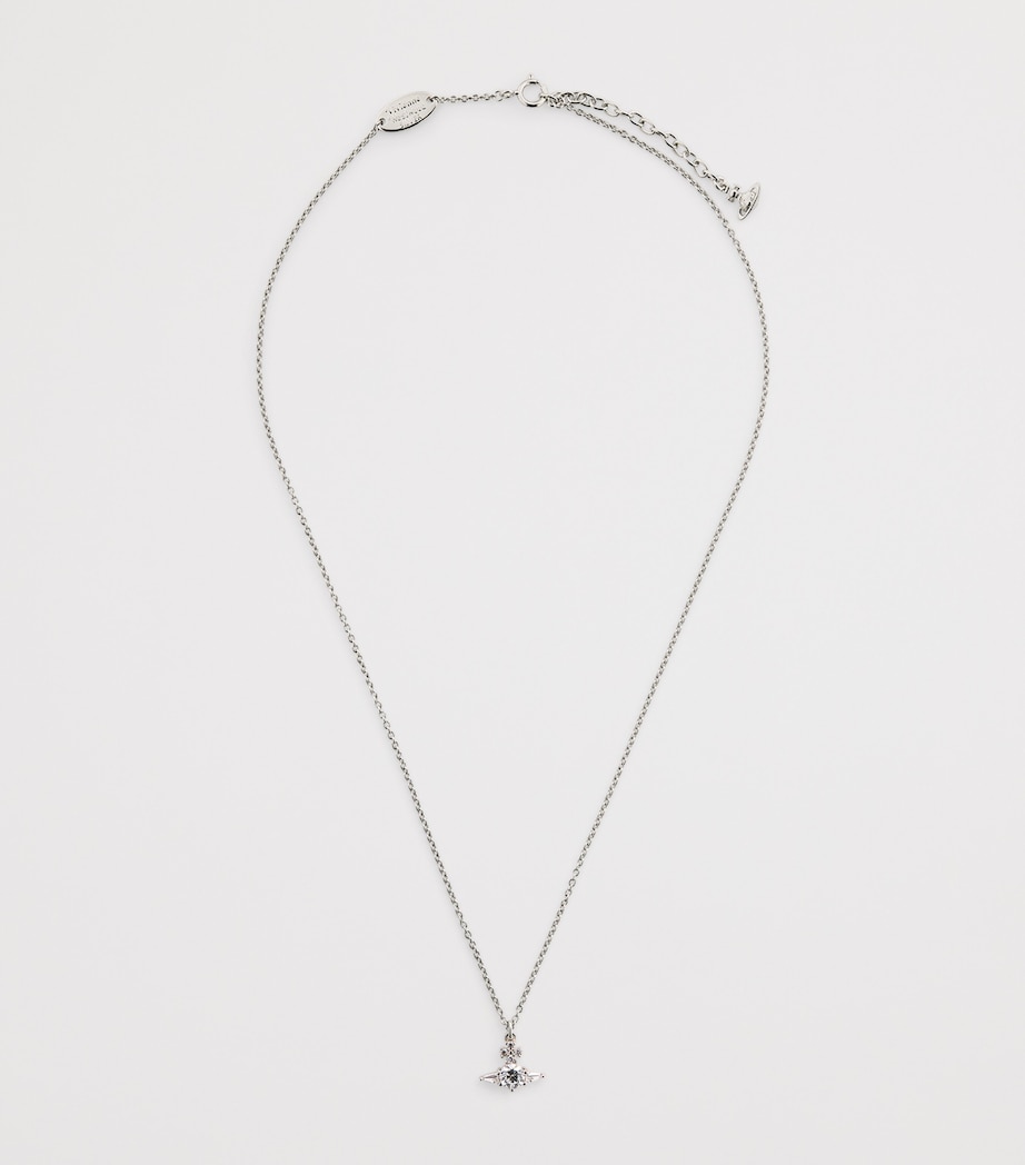 Silver Crystal-Embellished Ofelia Necklace P102 PLTNM/WHT Image 3