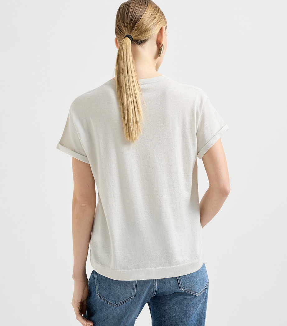 Brunello Cucinelli Womens Cashmere-Blend Sparkling T-Shirt Image 5