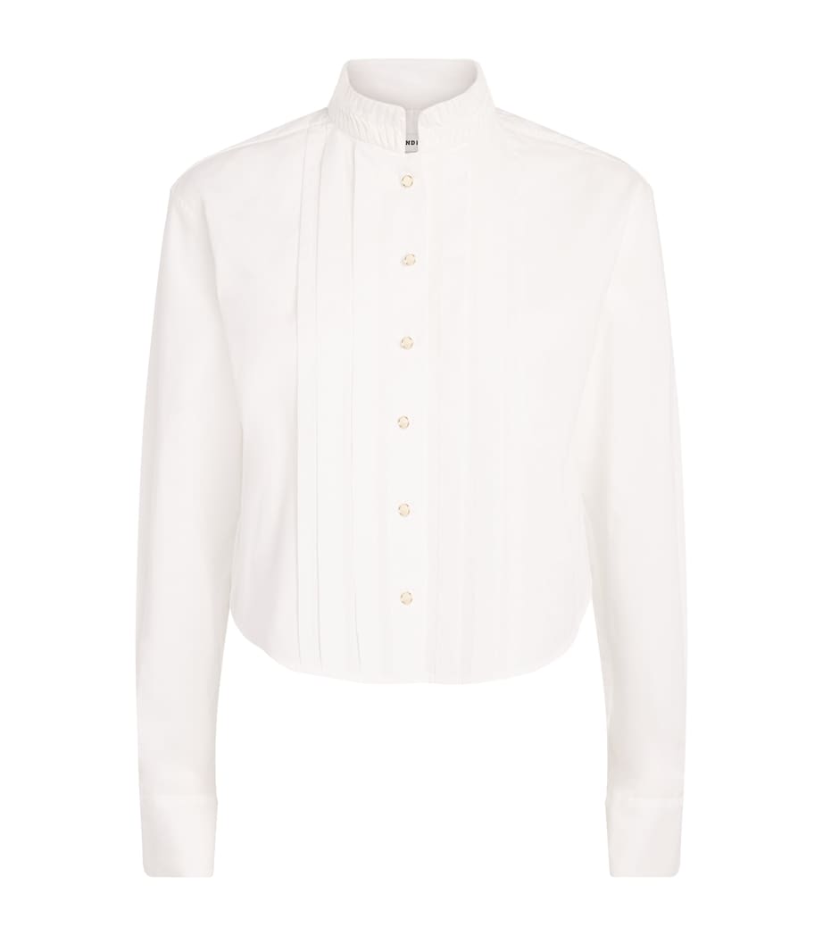 Sandro Paris Womens Cotton Pleated Shirt White Image 1