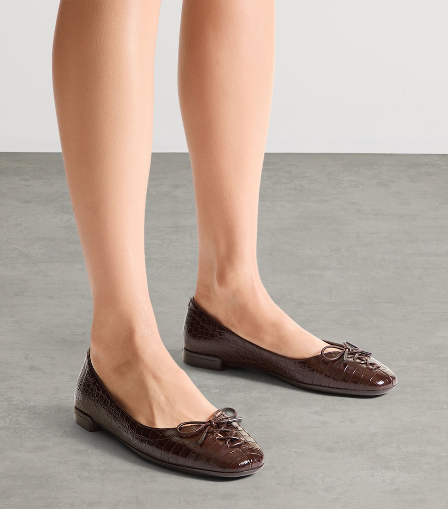 Jimmy Choo Womens Scarlett Crocodile Embossed Ballet Flats Chocolate Image 2