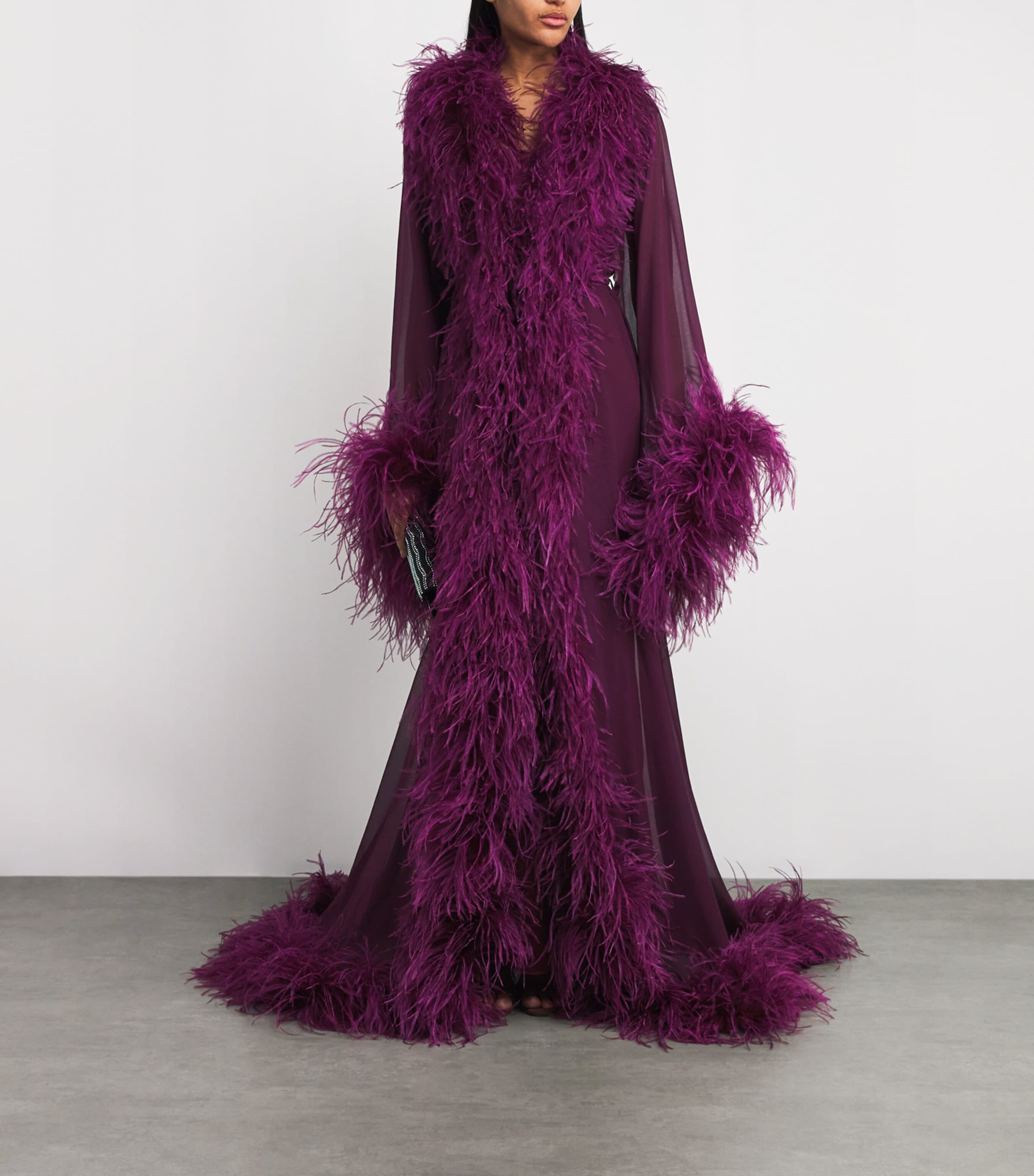 Chiffon Feather Vedette Maxi Dress PLUM Image 2