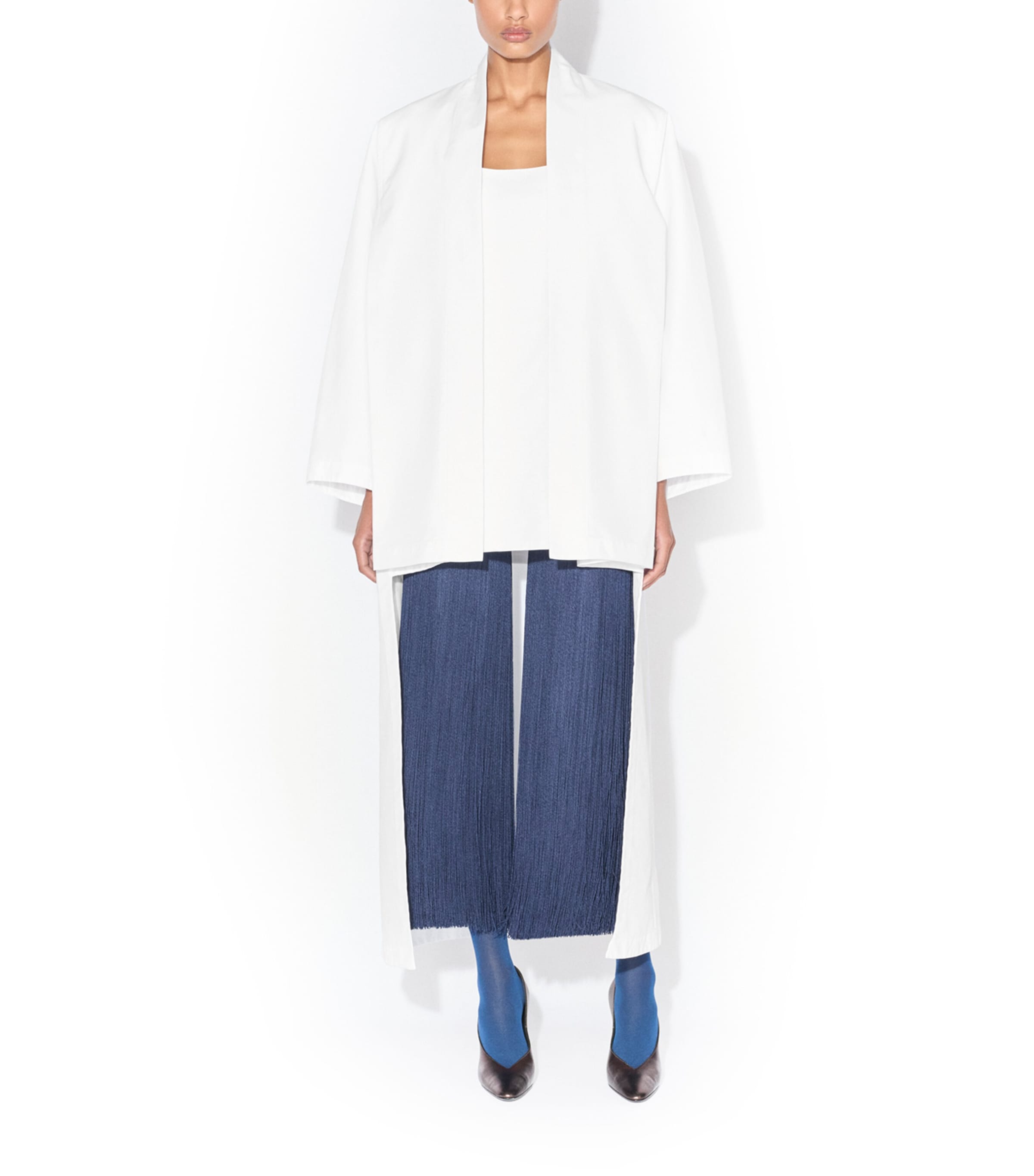 Alaïa Womens Cotton Fringe Slip Dress Blanc Image 2