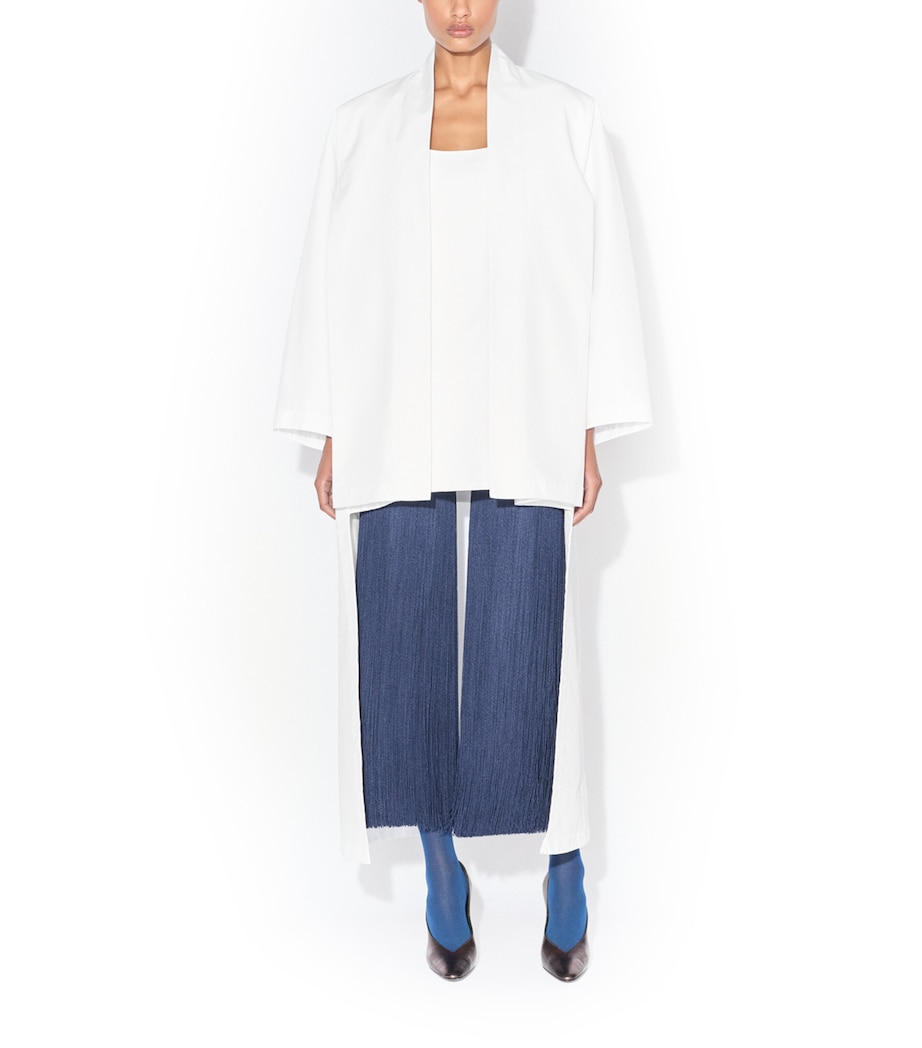 Alaïa Womens Cotton Fringe Slip Dress Blanc Image 2