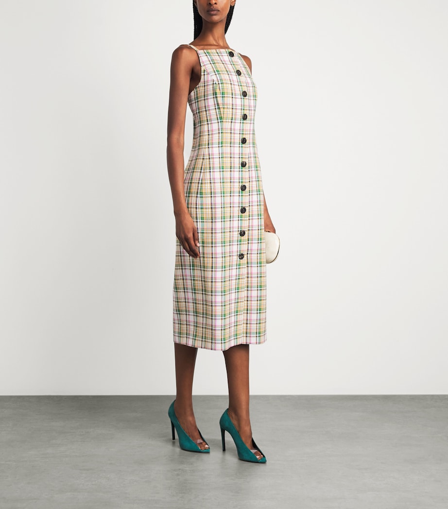 Carolina Herrera Womens Plaid Print Midi Dress Ivory Multi Image 2