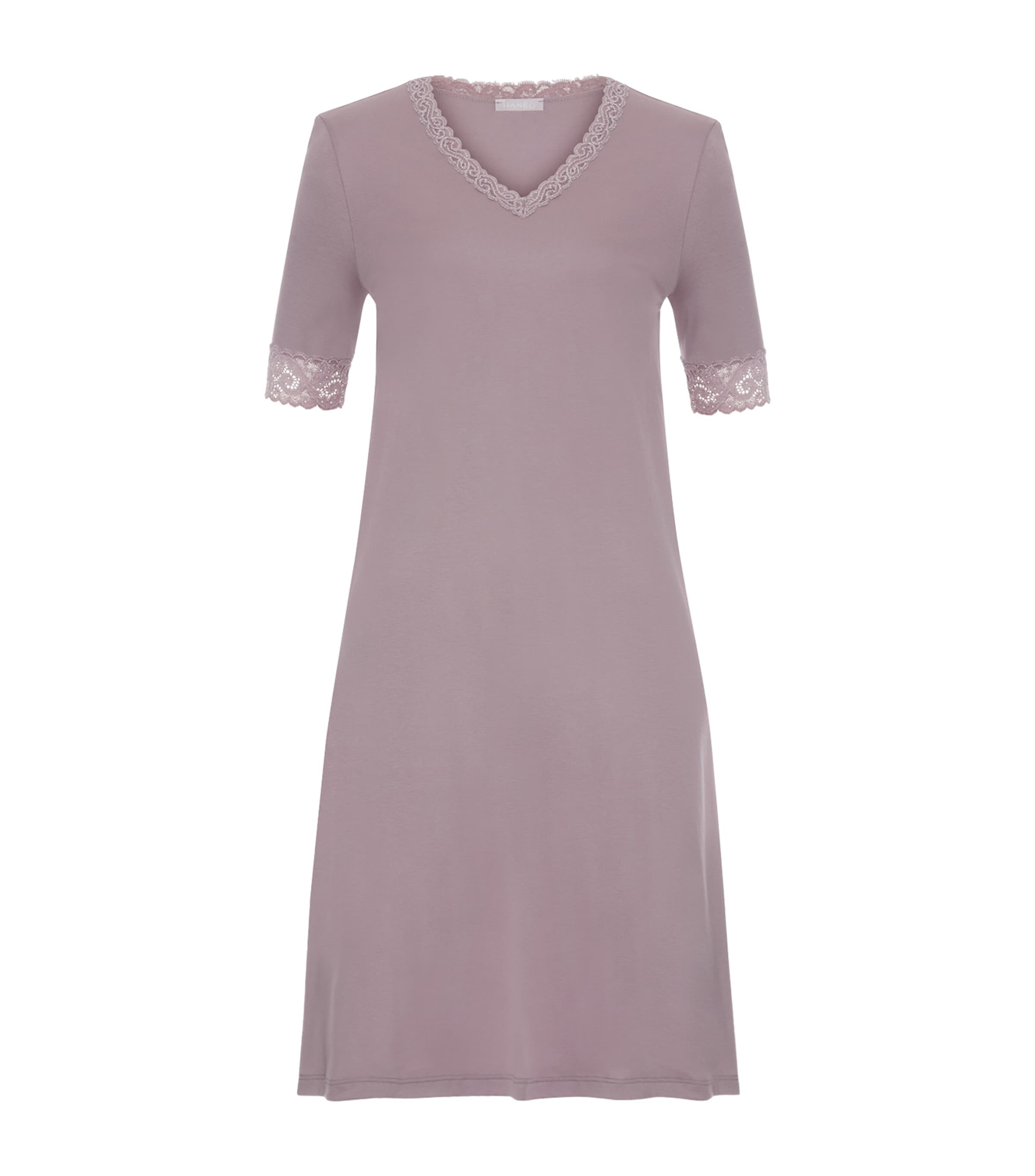 Hanro Womens Lace-Trim Moments Nightdress Stormy Rose Image 1