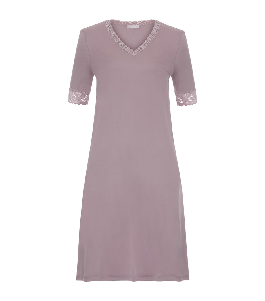 Hanro Womens Lace-Trim Moments Nightdress Stormy Rose Image 1