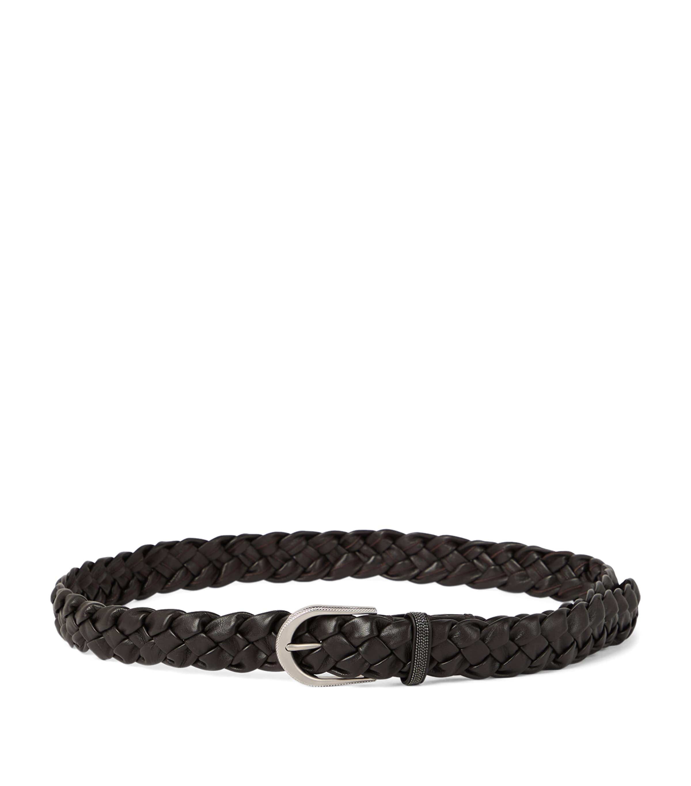 Brunello Cucinelli Braided Leather Belt In Brown