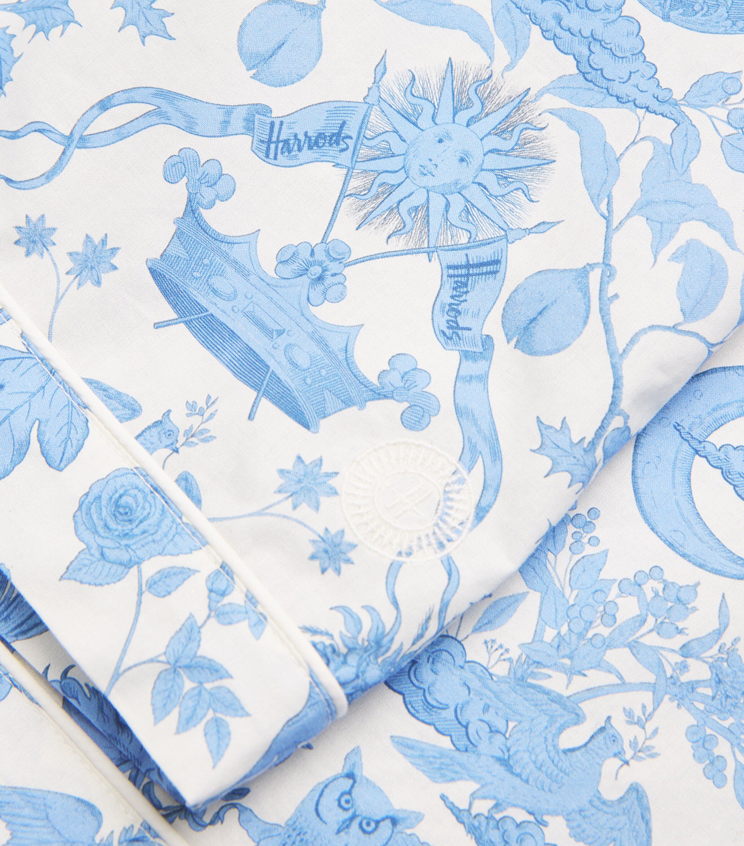 Harrods Womens Cotton Short-Sleeve Pyjama Set Blue Image 5